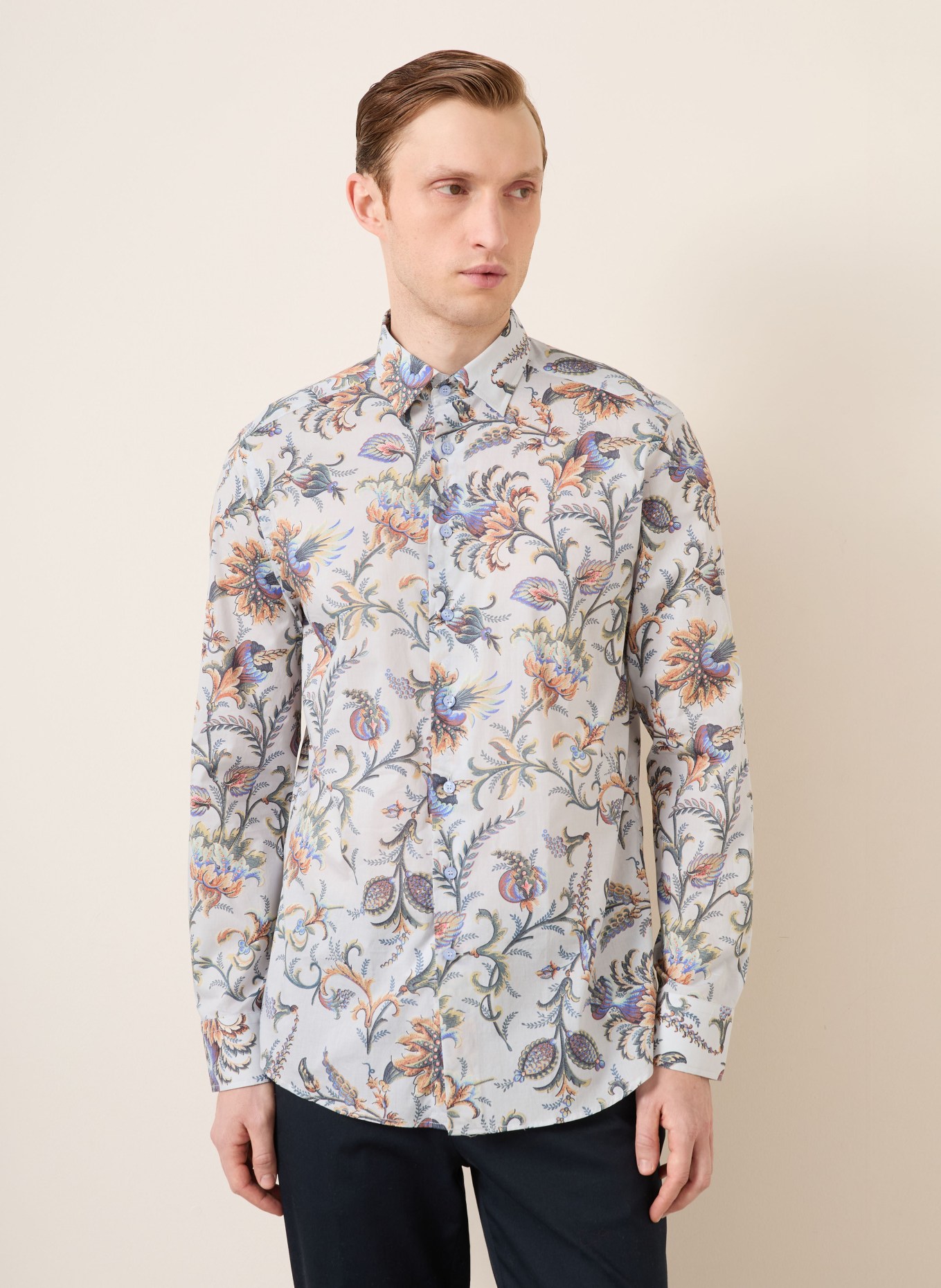 ETRO Hemd Regular Fit: BLAUGRAU / LACHS / KHAKI