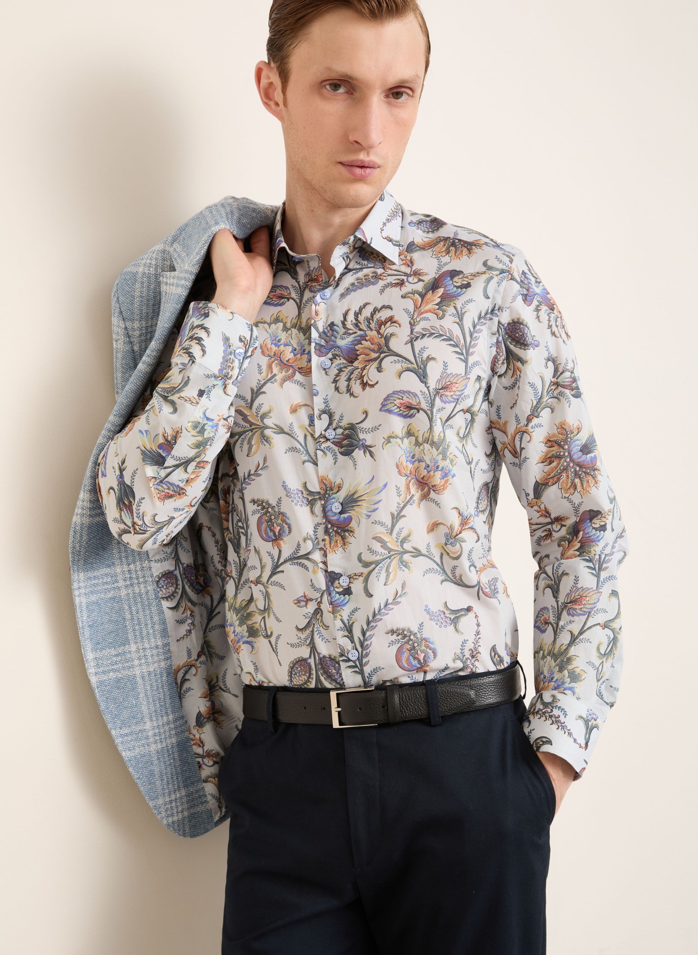 ETRO Hemd Regular Fit: BLAUGRAU / LACHS / KHAKI