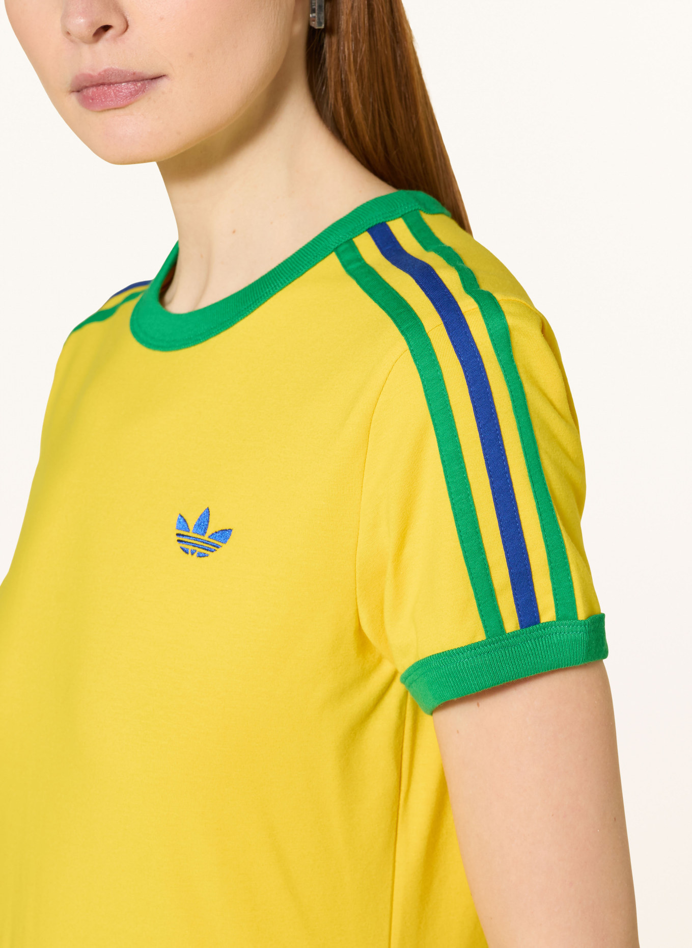 adidas Originals Koszulka 3-PASKI: ŻÓŁTY / ZIELONY / NIEBIESKI