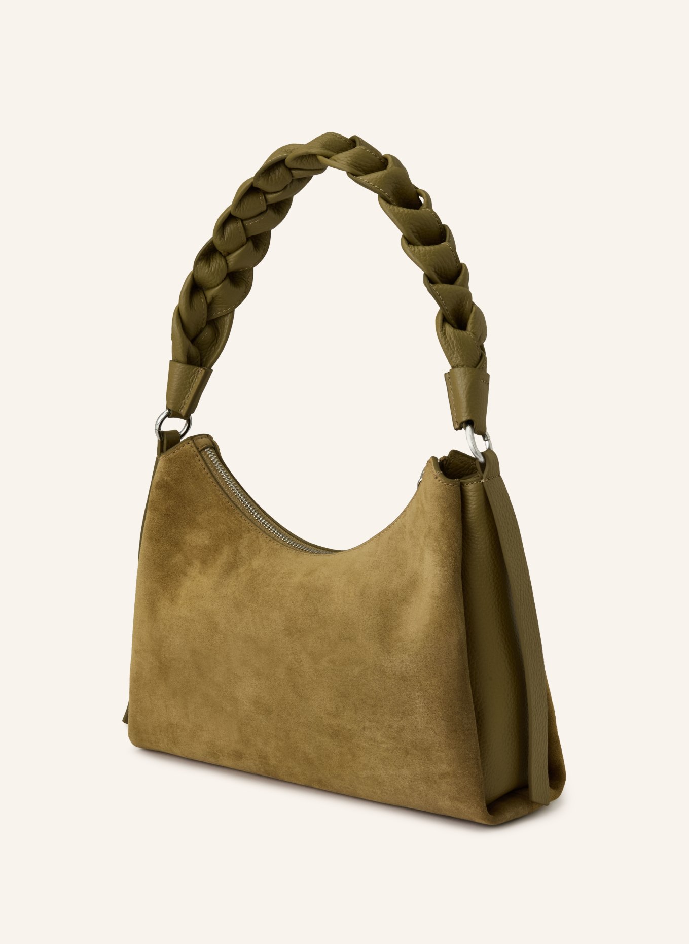 COCCINELLE BOHEME drawstring bag: OLIVE / SILVER