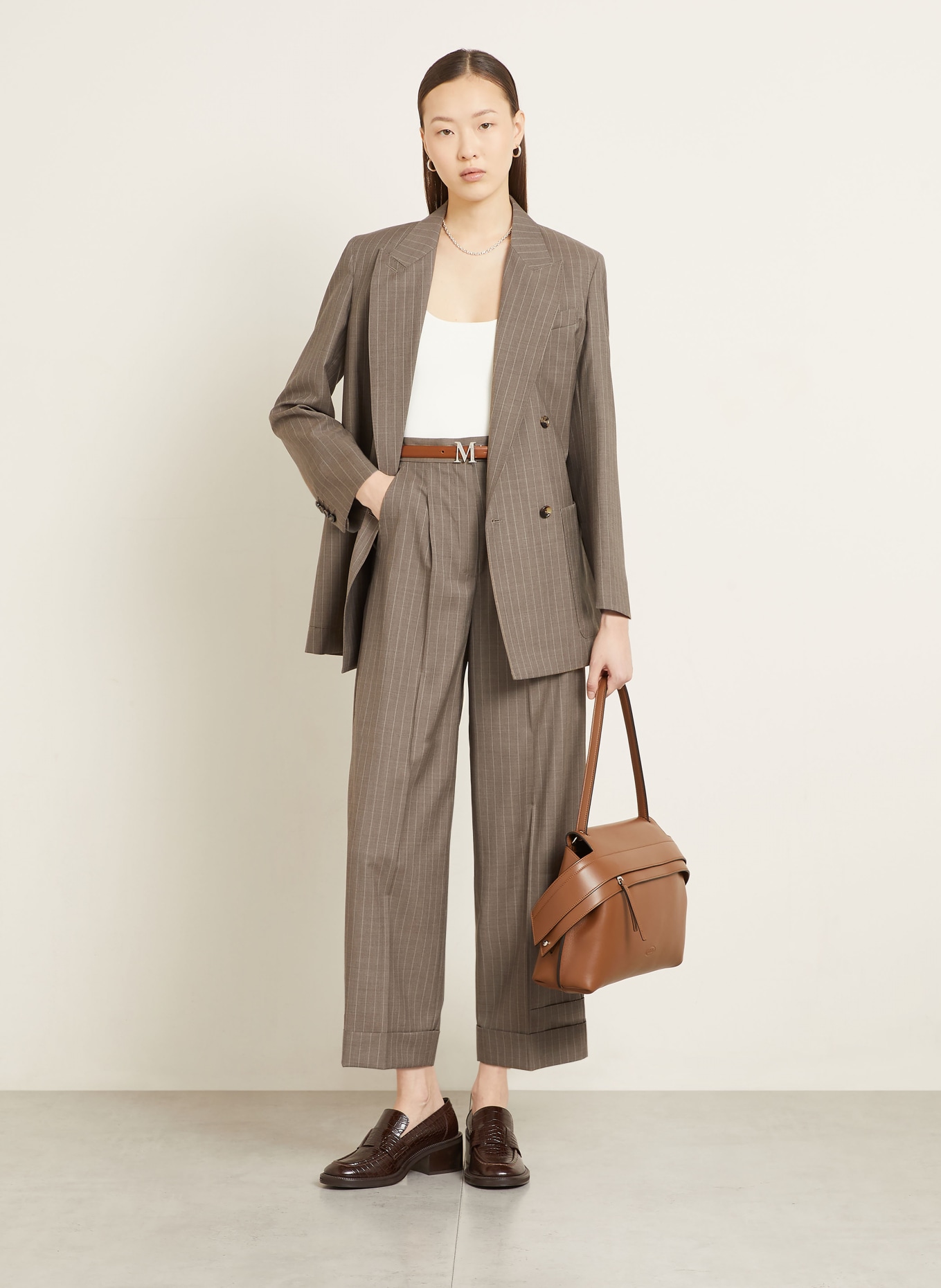 Max Mara Culotte MXMMANETTA: TAUPE / CREME