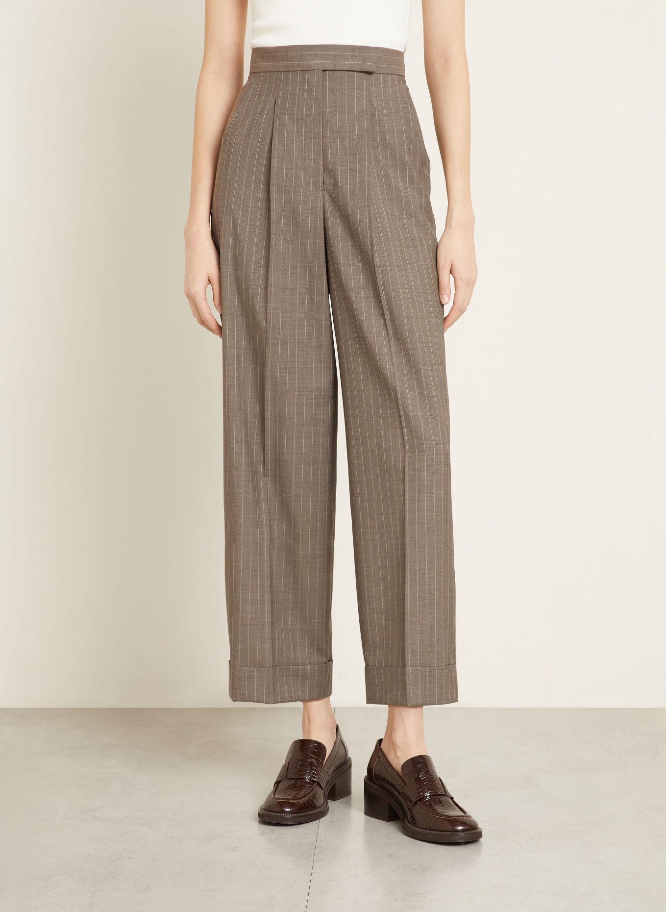 Max Mara Culotte MXMMANETTA: TAUPE / CREME