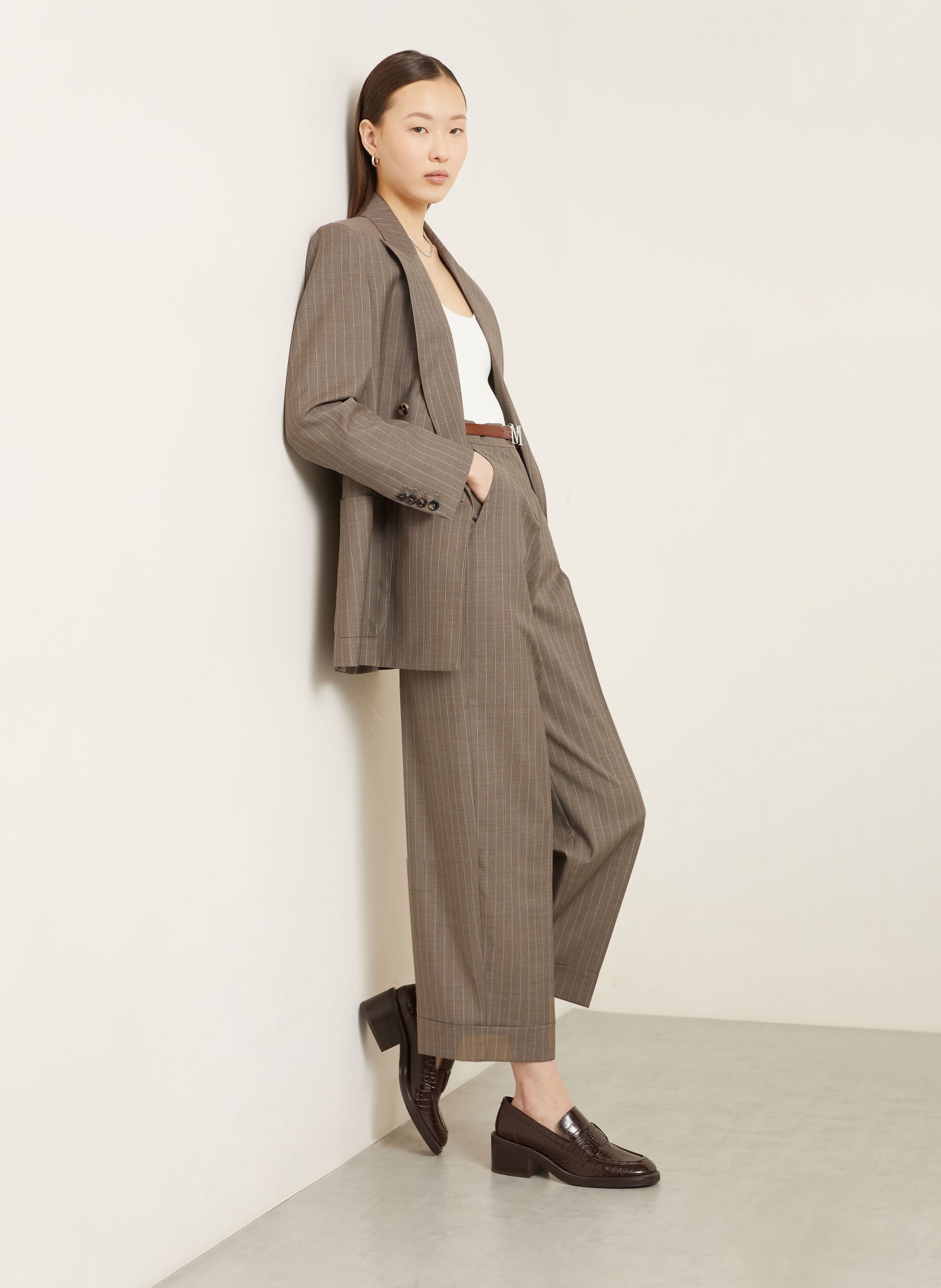 Max Mara Culotte MXMMANETTA: TAUPE / CREME