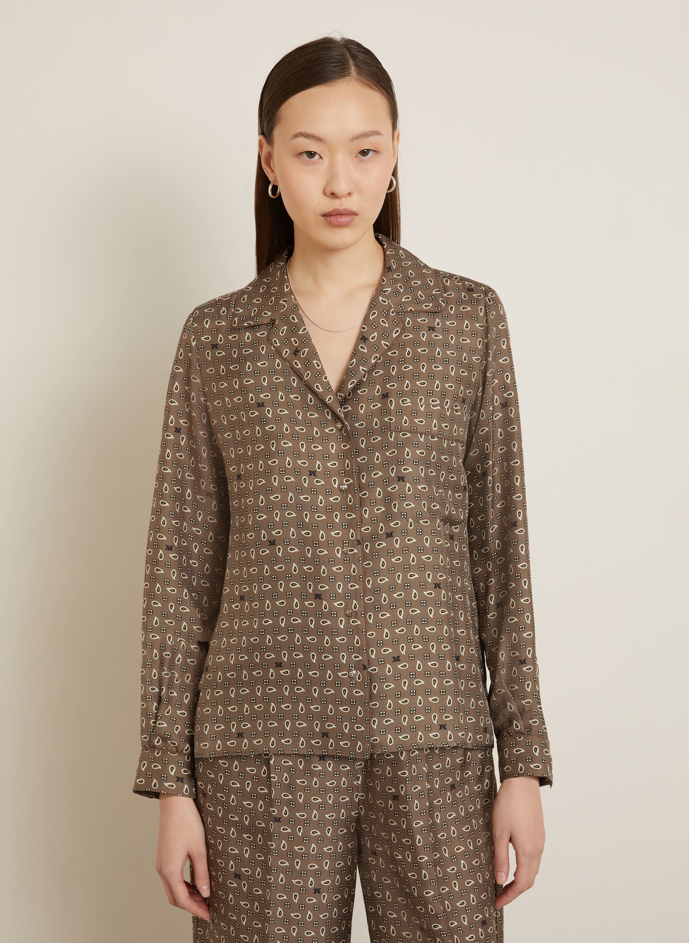 Max Mara Seidenbluse MXMDISCO: TAUPE / CREME / SCHWARZ