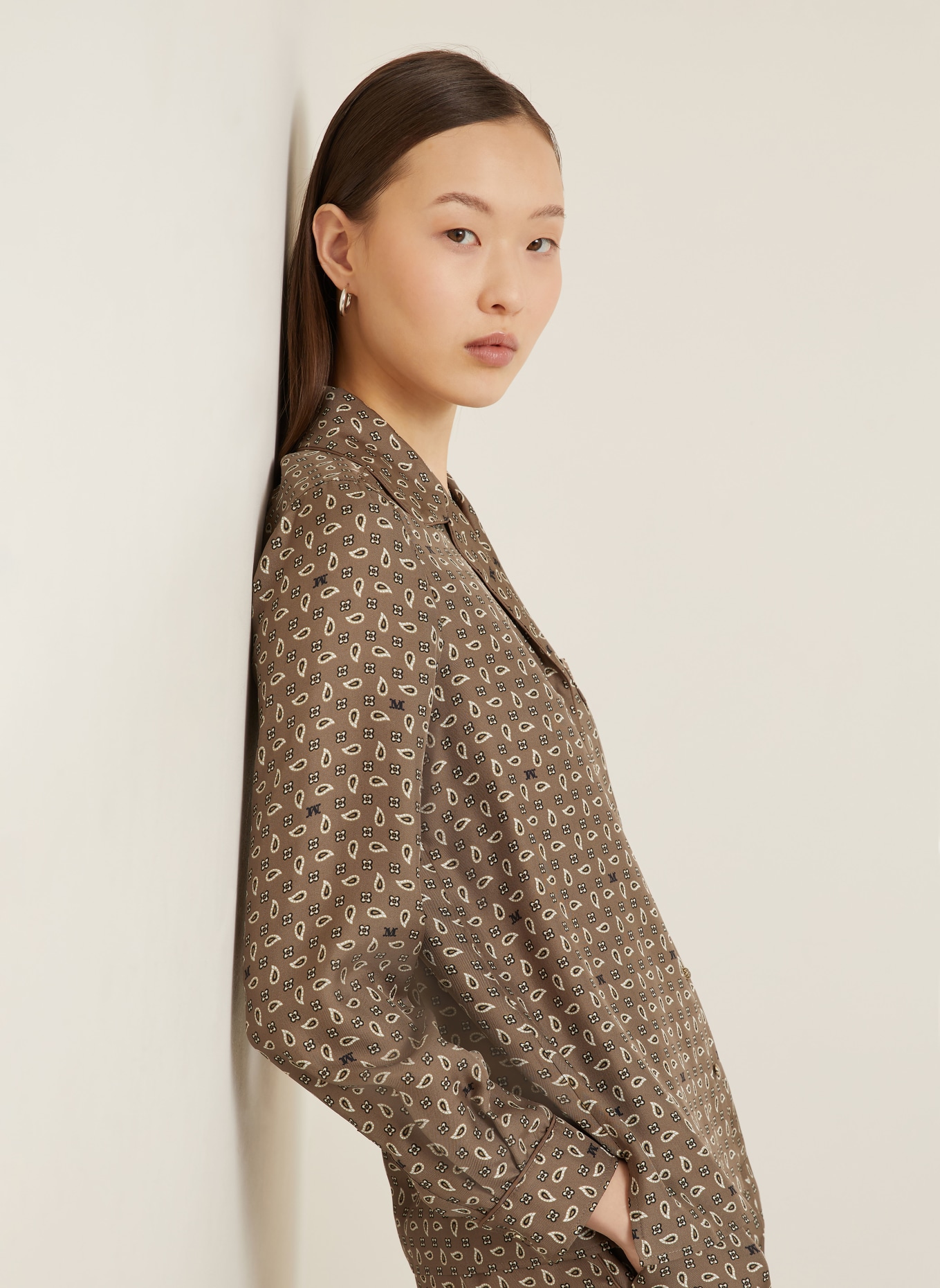 Max Mara Seidenbluse MXMDISCO: TAUPE / CREME / SCHWARZ