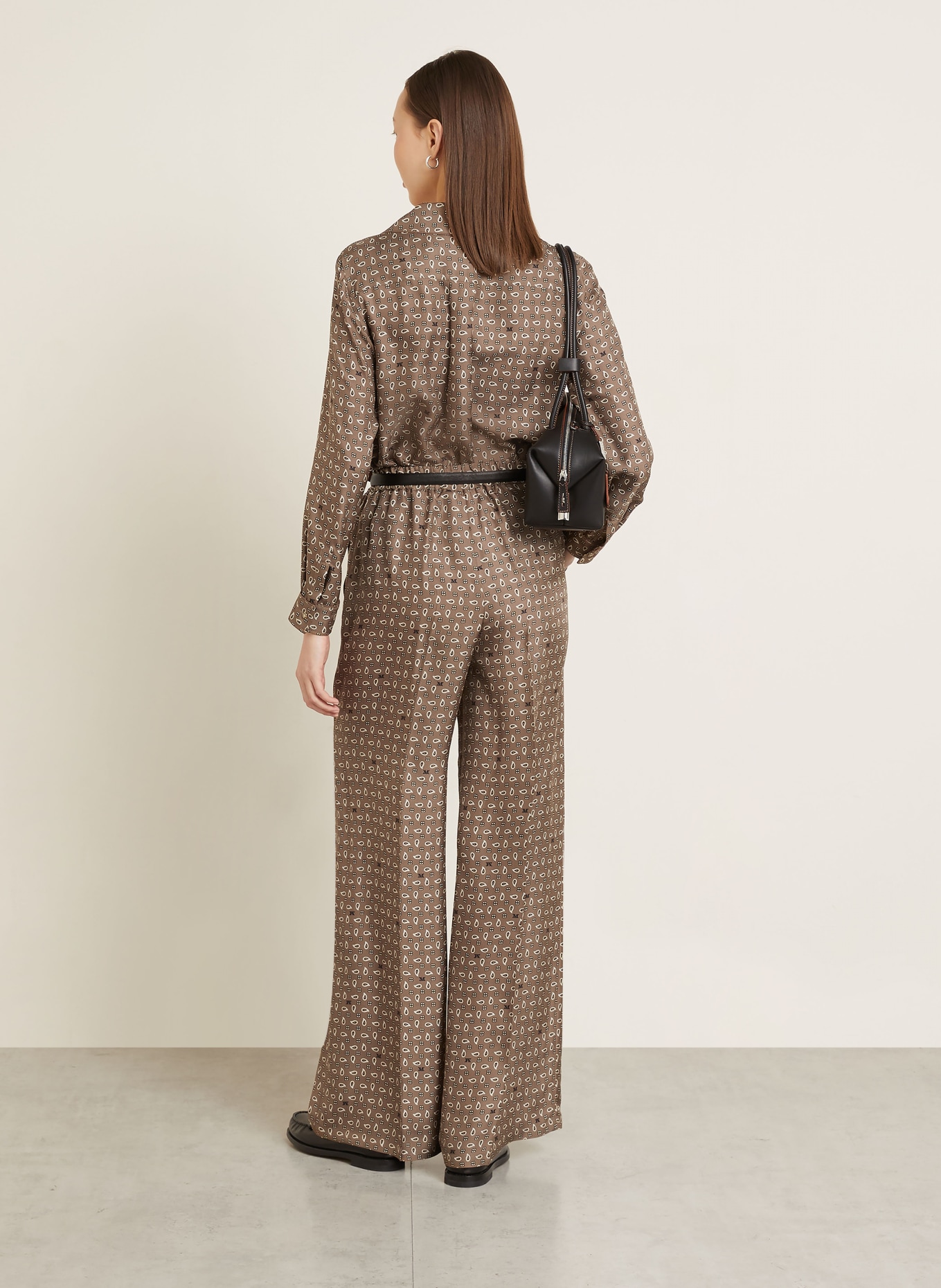 Max Mara Marlenehose MXMVISCHIO aus Seide: TAUPE / CREME / SCHWARZ