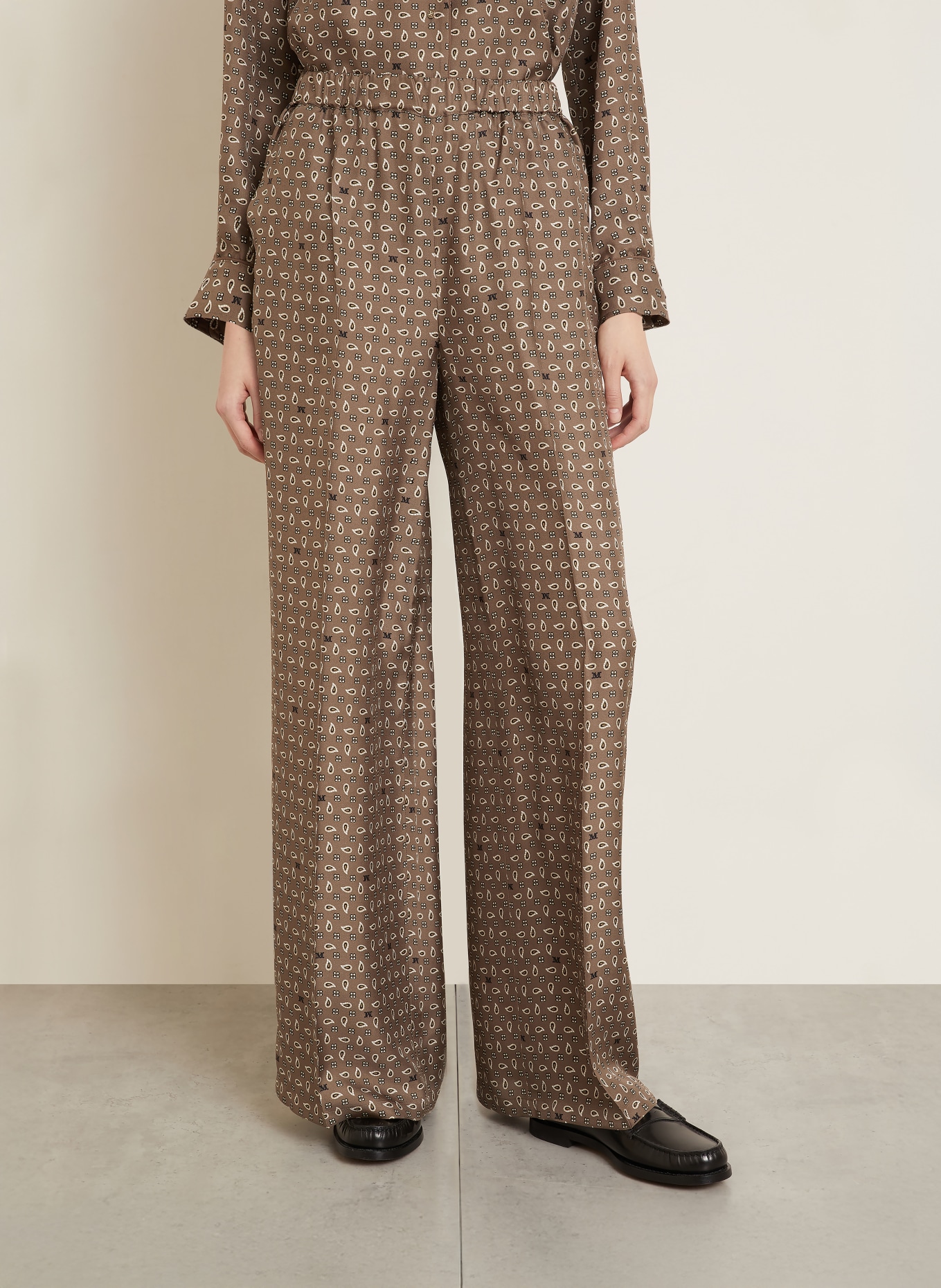 Max Mara Marlenehose MXMVISCHIO aus Seide: TAUPE / CREME / SCHWARZ