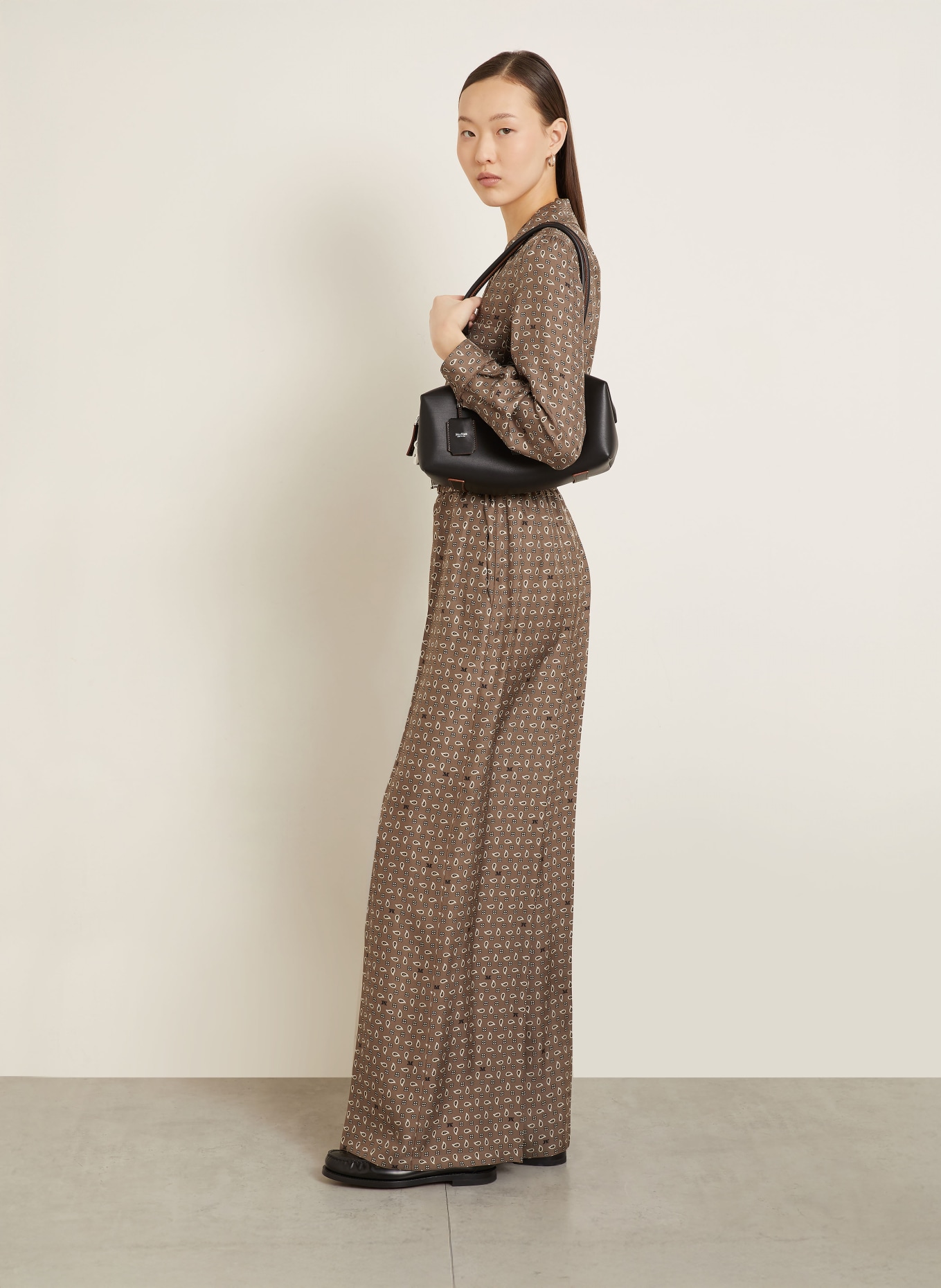 Max Mara Marlenehose MXMVISCHIO aus Seide: TAUPE / CREME / SCHWARZ