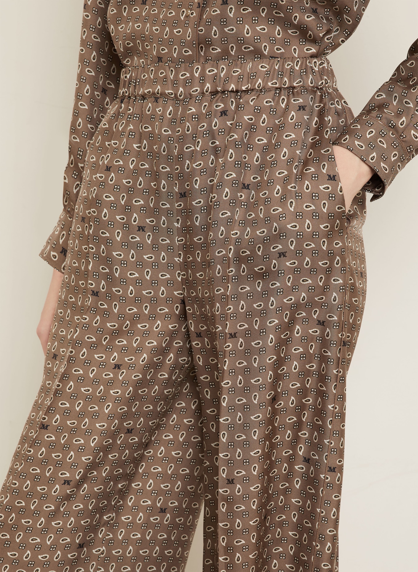 Max Mara Marlenehose MXMVISCHIO aus Seide: TAUPE / CREME / SCHWARZ