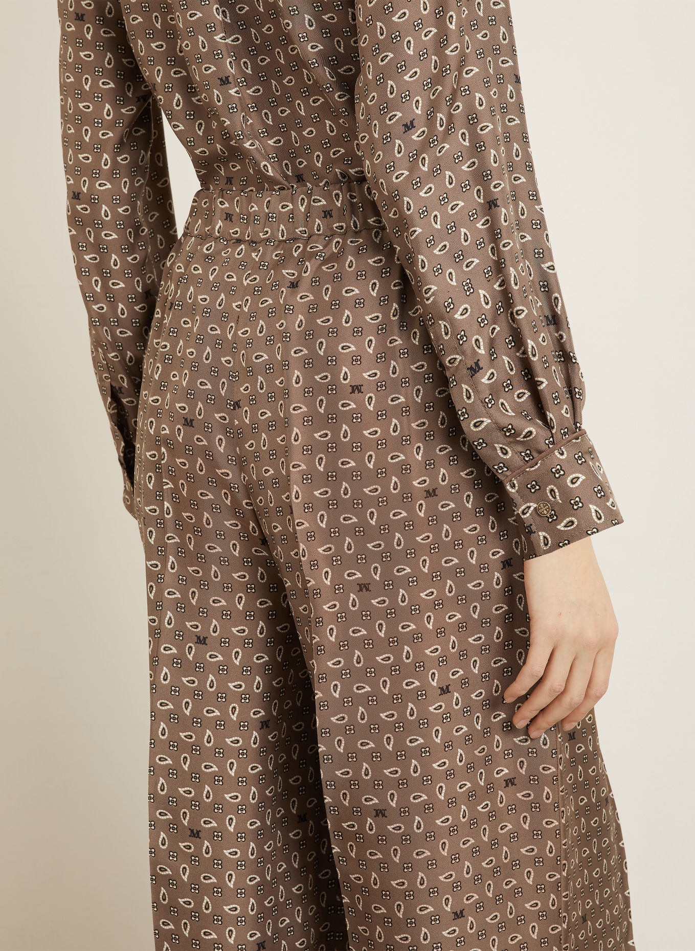 Max Mara Marlenehose MXMVISCHIO aus Seide: TAUPE / CREME / SCHWARZ