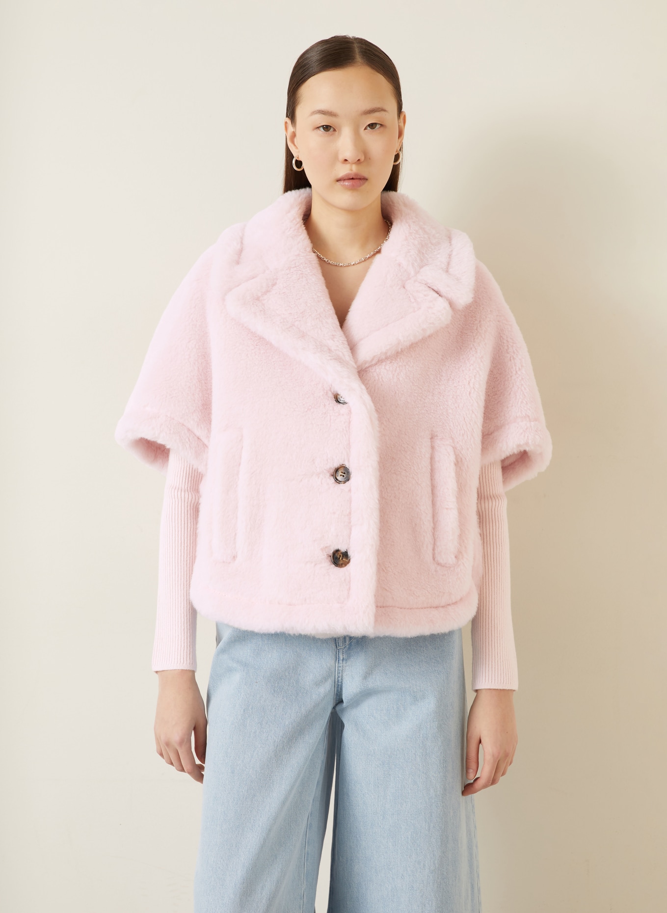 Max Mara Teddyfell-Cape MXACORVINO1 mit Alpaka: ROSÉ