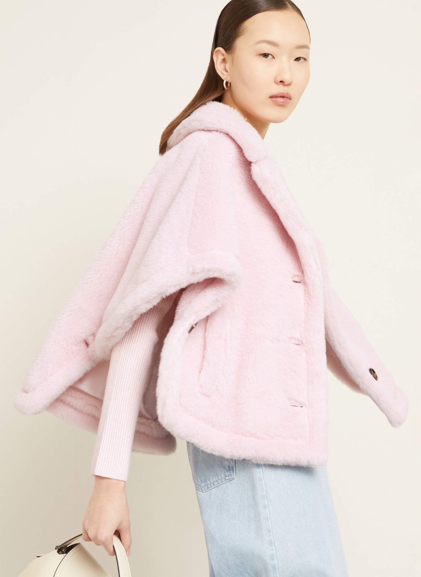 Max Mara Teddyfell-Cape MXACORVINO1 mit Alpaka: ROSÉ