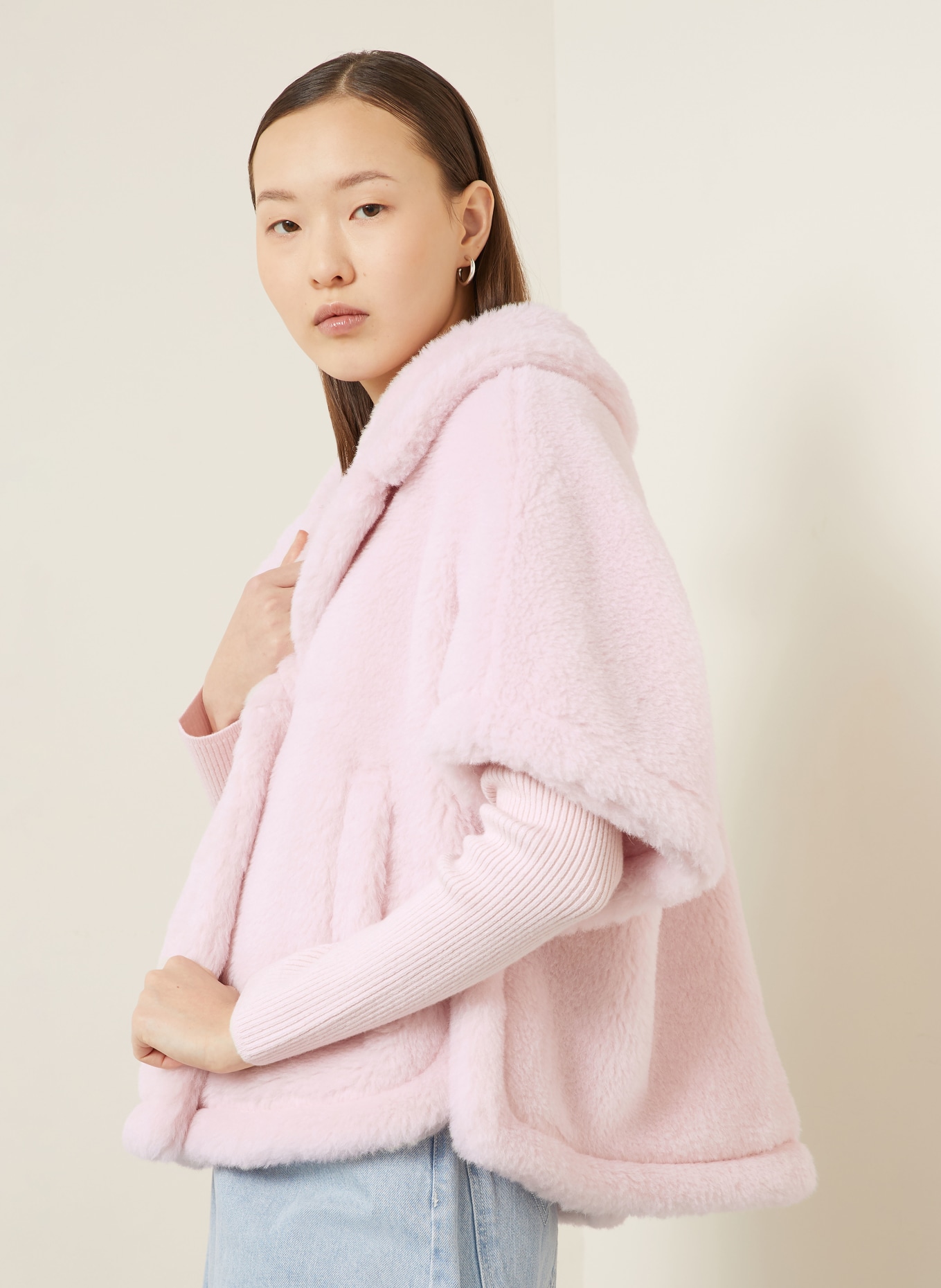 Max Mara Teddyfell-Cape MXACORVINO1 mit Alpaka: ROSÉ