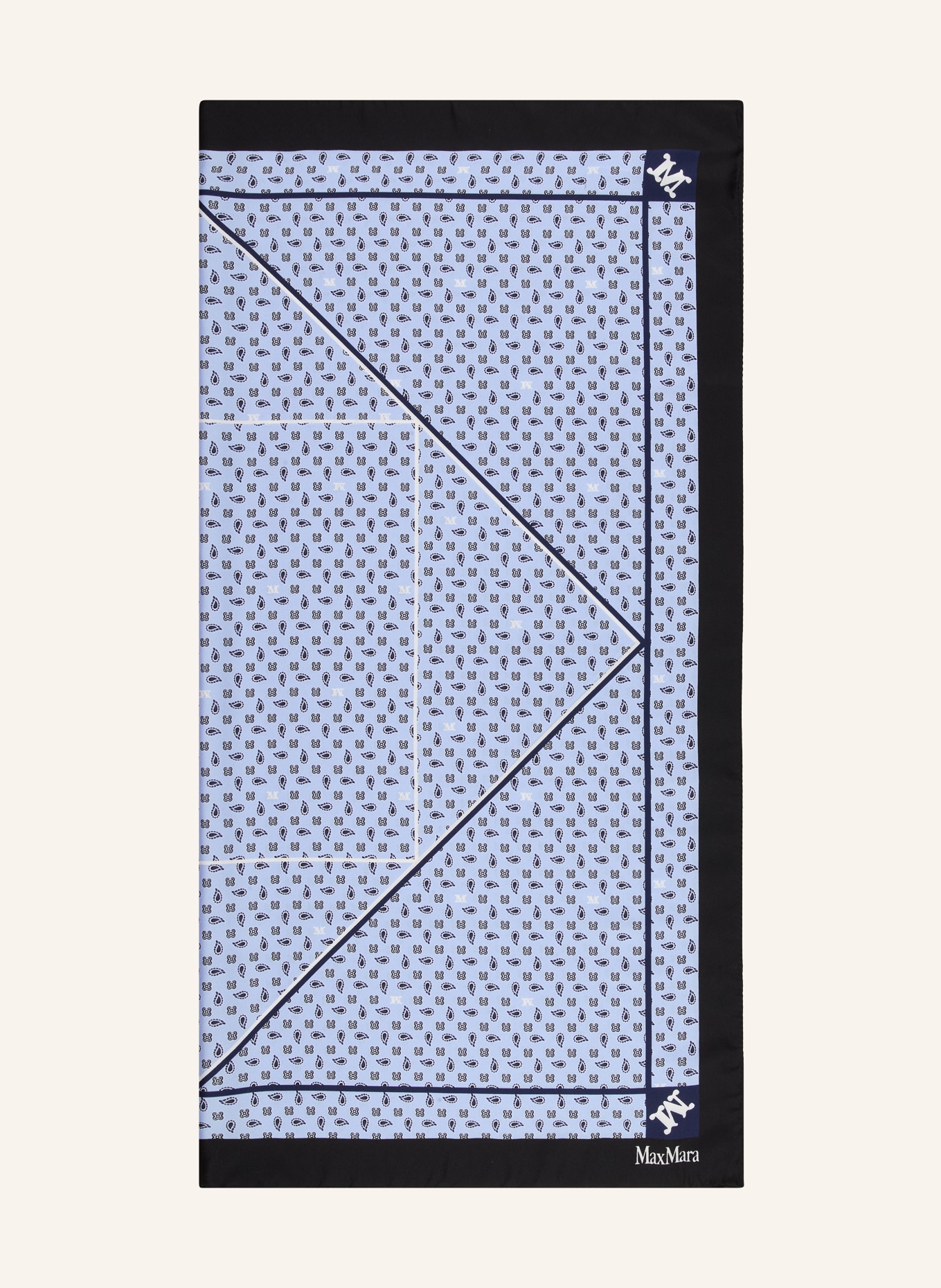 Max Mara Seidentuch ACARRE: HELLBLAU / DUNKELBLAU