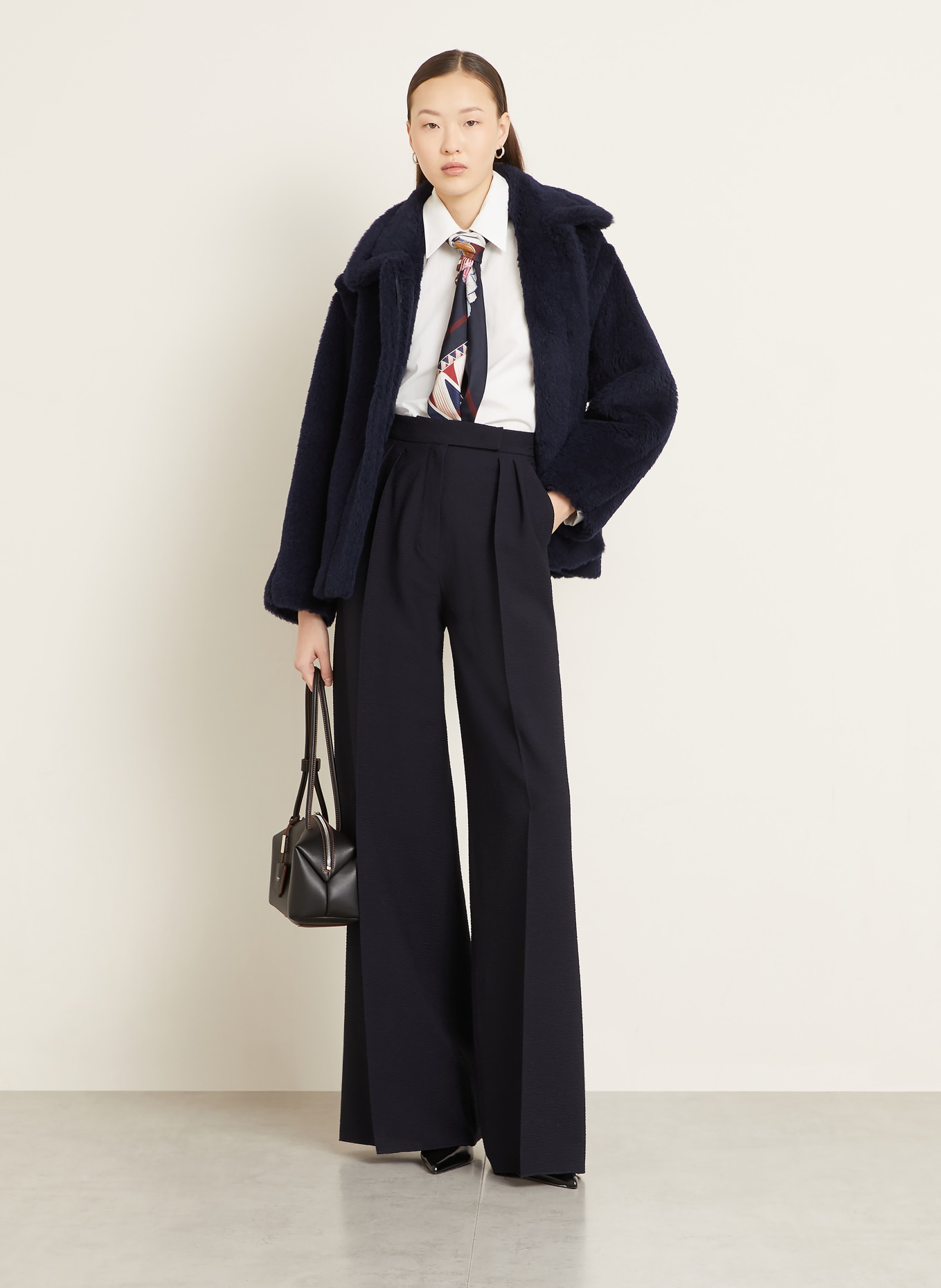 Max Mara Teddyfell-Jacke MXMFUGGITO mit Alpaka: DUNKELBLAU