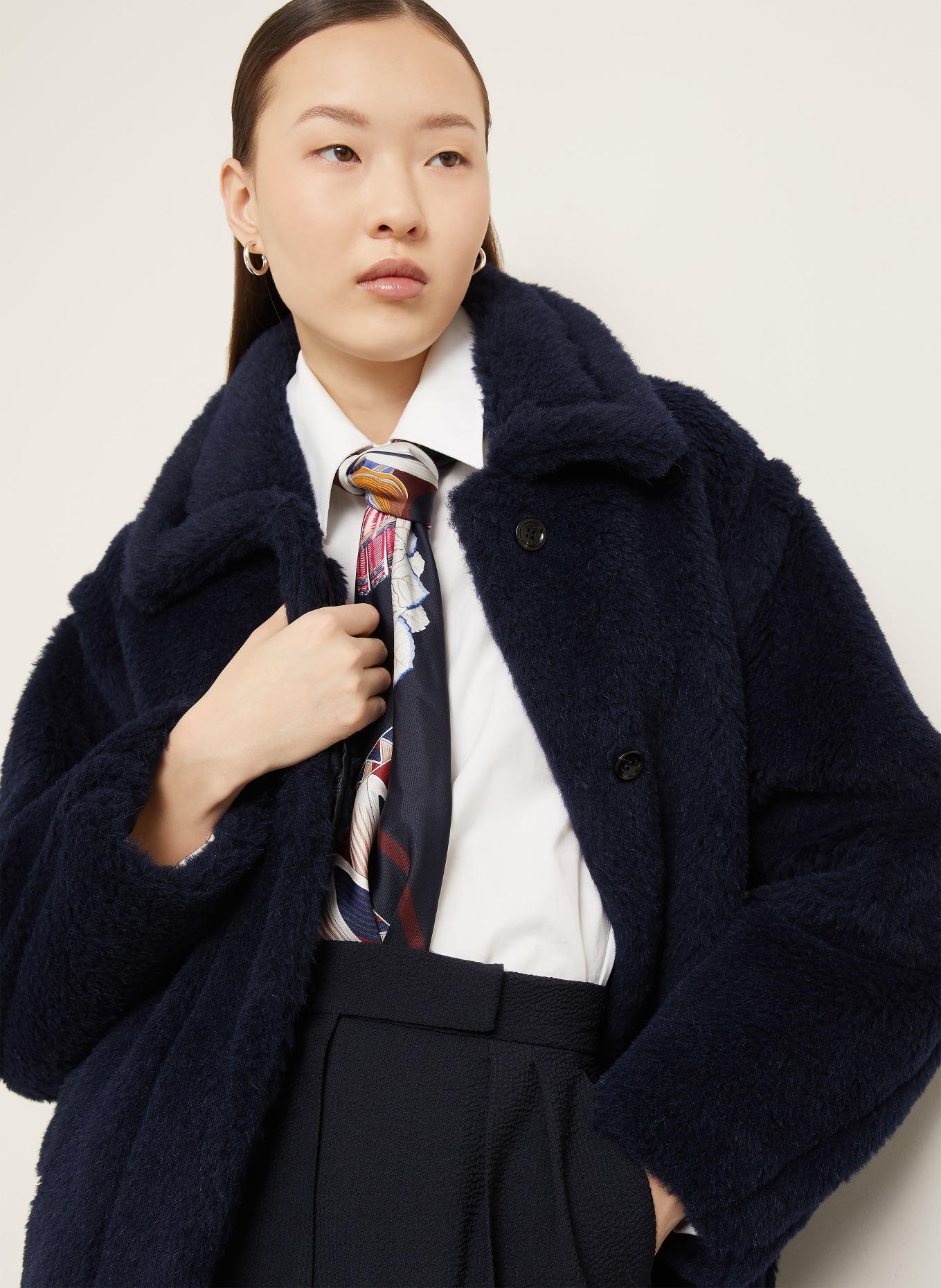 Max Mara Teddyfell-Jacke MXMFUGGITO mit Alpaka: DUNKELBLAU