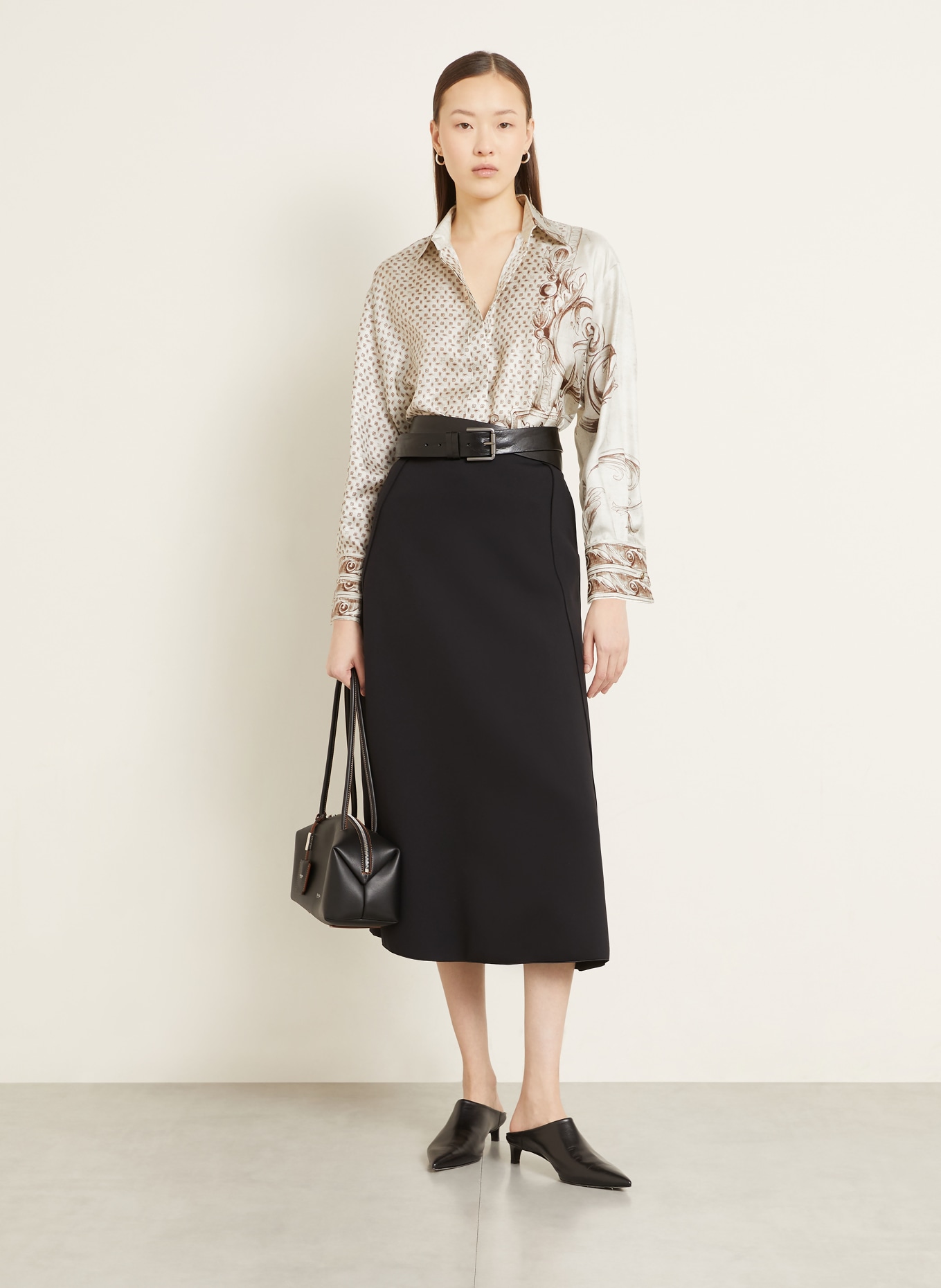 Max Mara Hemdbluse MXMGRADO aus Seide: ECRU / TAUPE