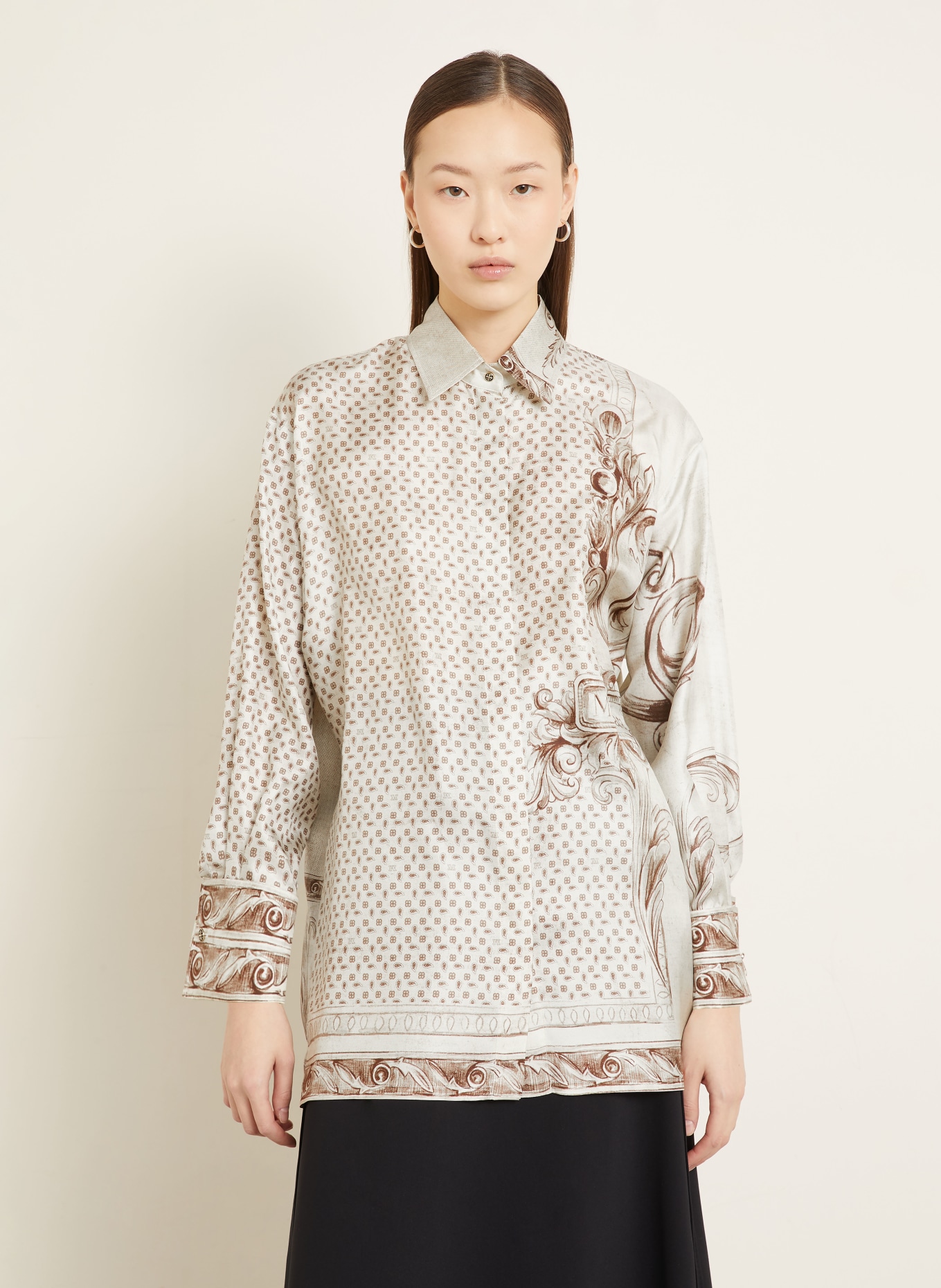 Max Mara Hemdbluse MXMGRADO aus Seide: ECRU / TAUPE