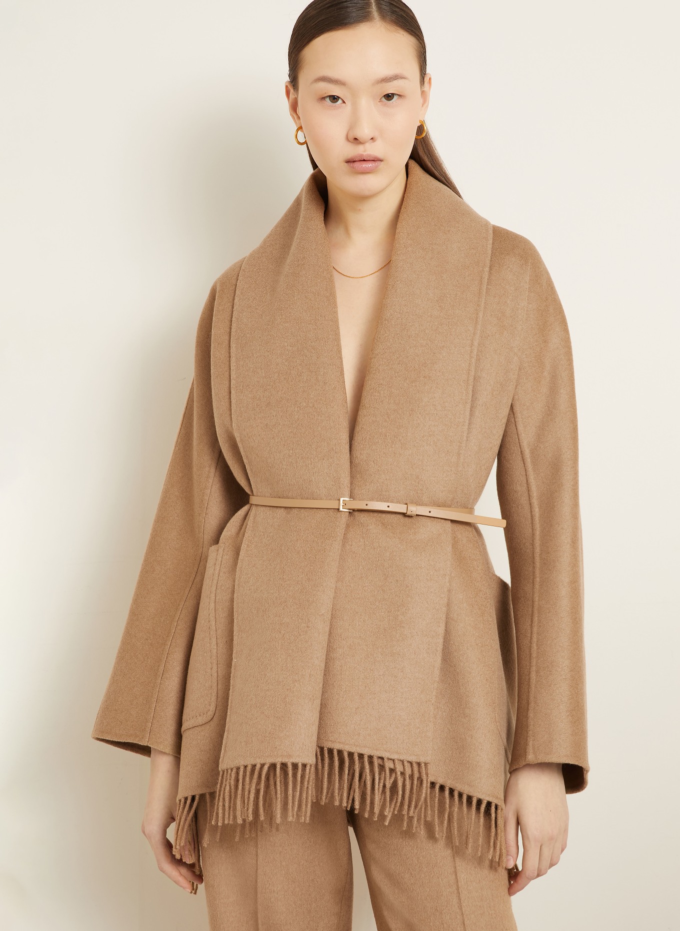 Max Mara Jacke MXMABILITA mit Schal: CAMEL