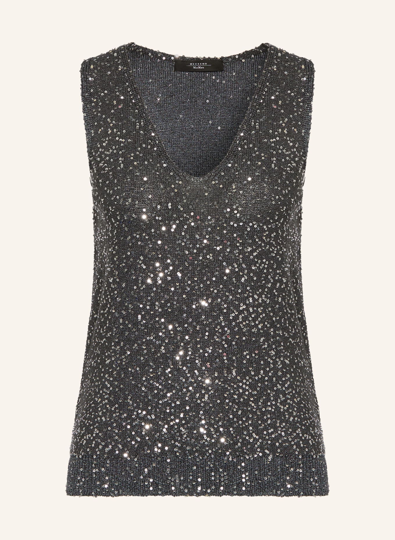 WEEKEND Max Mara TEMPO knit top with sequins: DARK GRAY