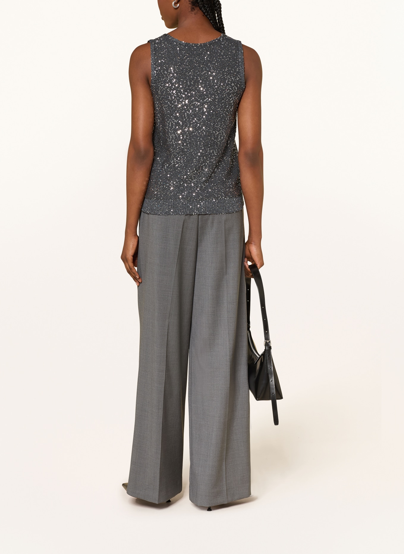 WEEKEND Max Mara TEMPO knit top with sequins: DARK GRAY