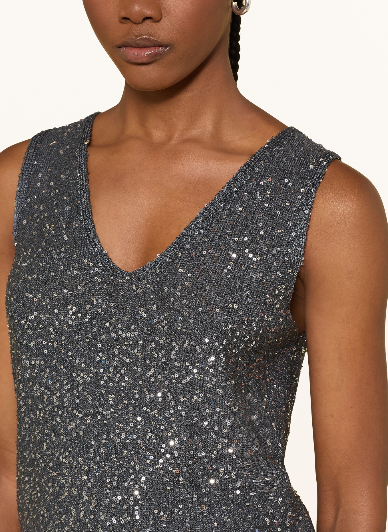 WEEKEND Max Mara TEMPO knit top with sequins: DARK GRAY