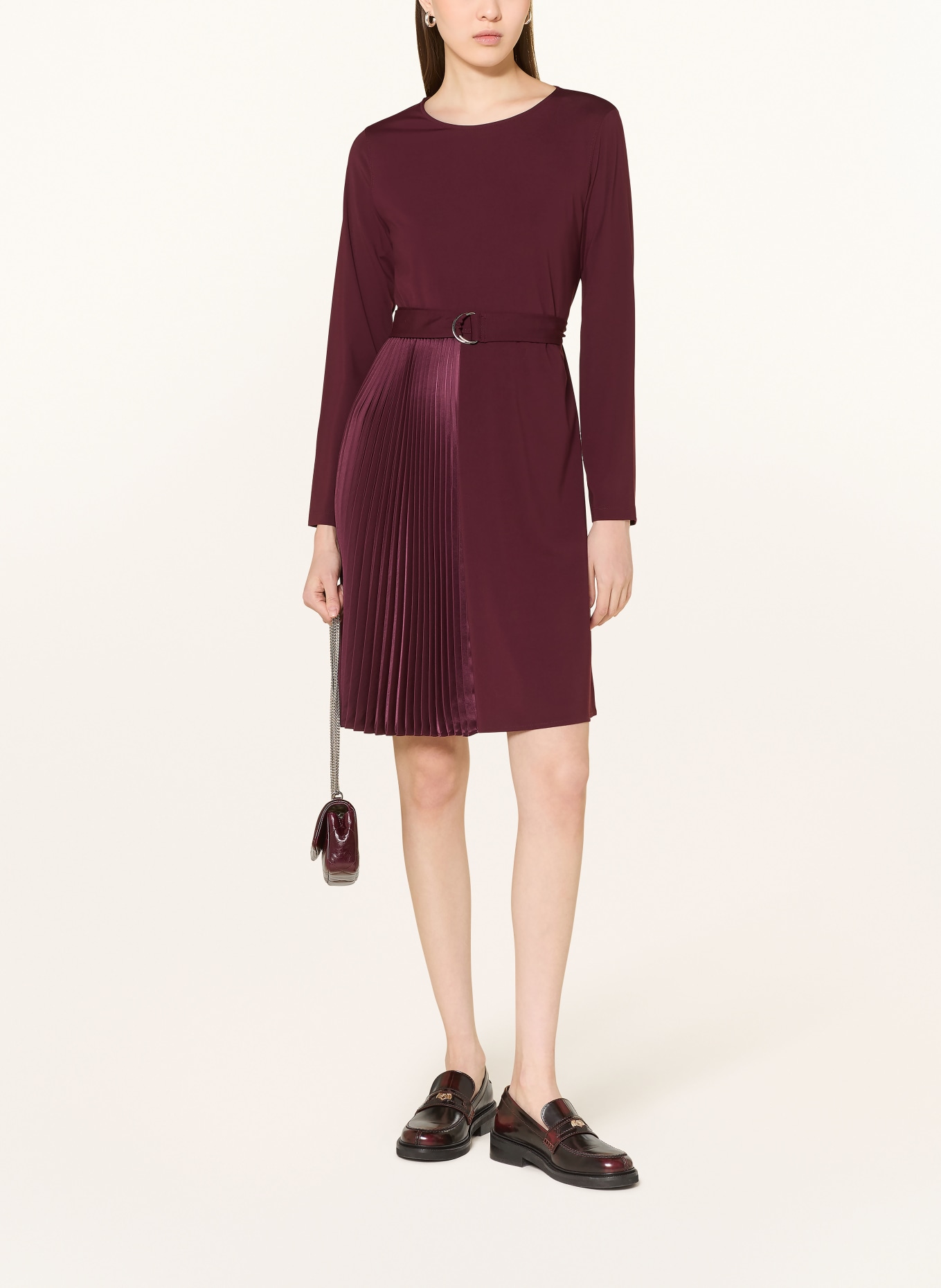 WEEKEND Max Mara Sukienka ALAMO z plisami: CIEMNOCZERWONY