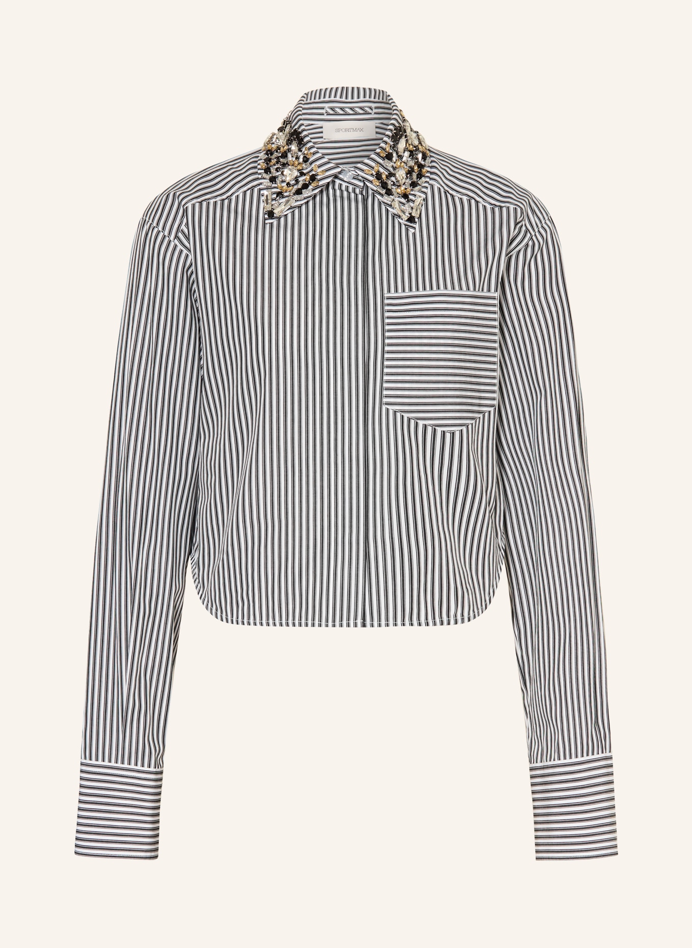 SPORTMAX Chemise SPXQUAGGA avec pierres décoratives: NOIR / BLANC