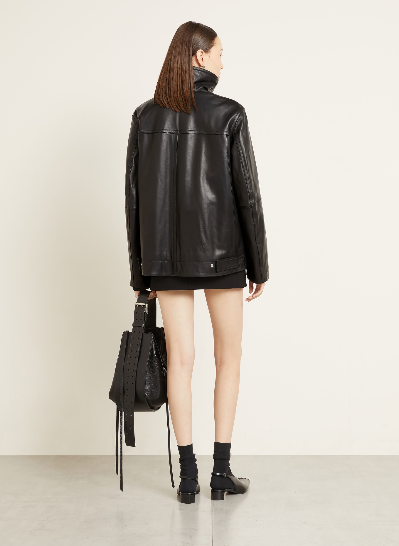 SPORTMAX Lederjacke SPXCIOCCA: SCHWARZ