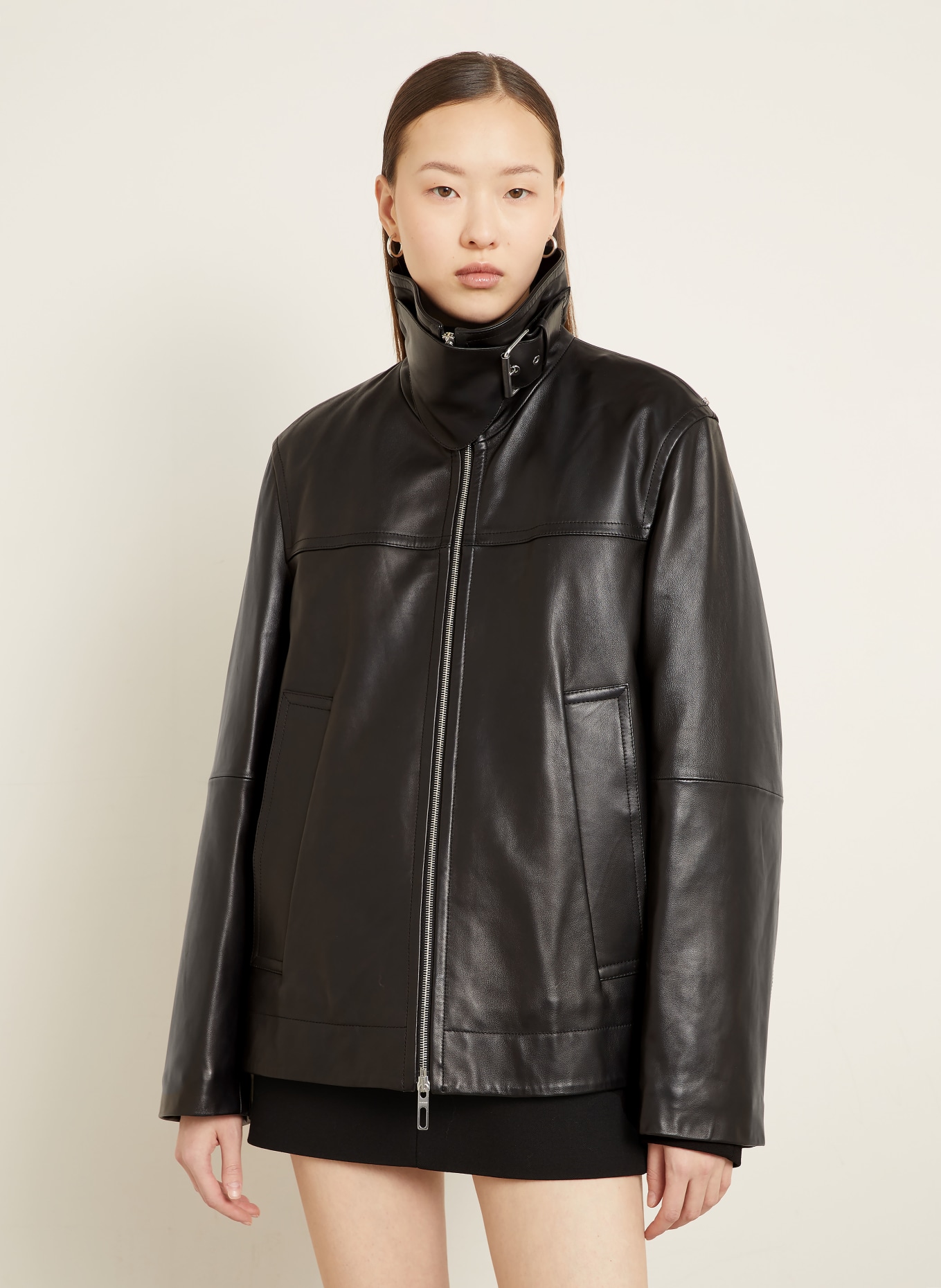 SPORTMAX Lederjacke SPXCIOCCA: SCHWARZ