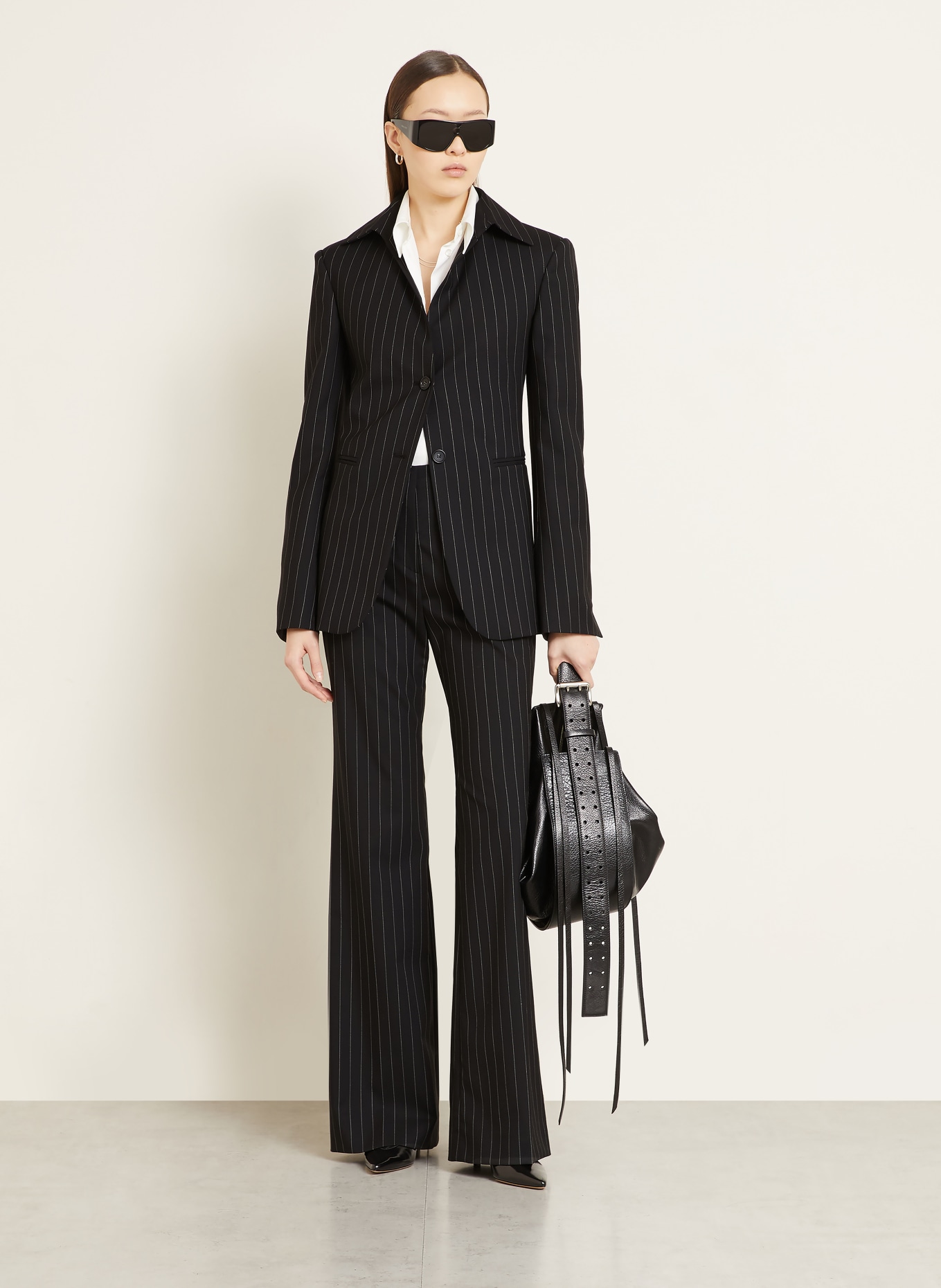 SPORTMAX Pantalon bootcut SPXVISINO: NOIR / BLANC