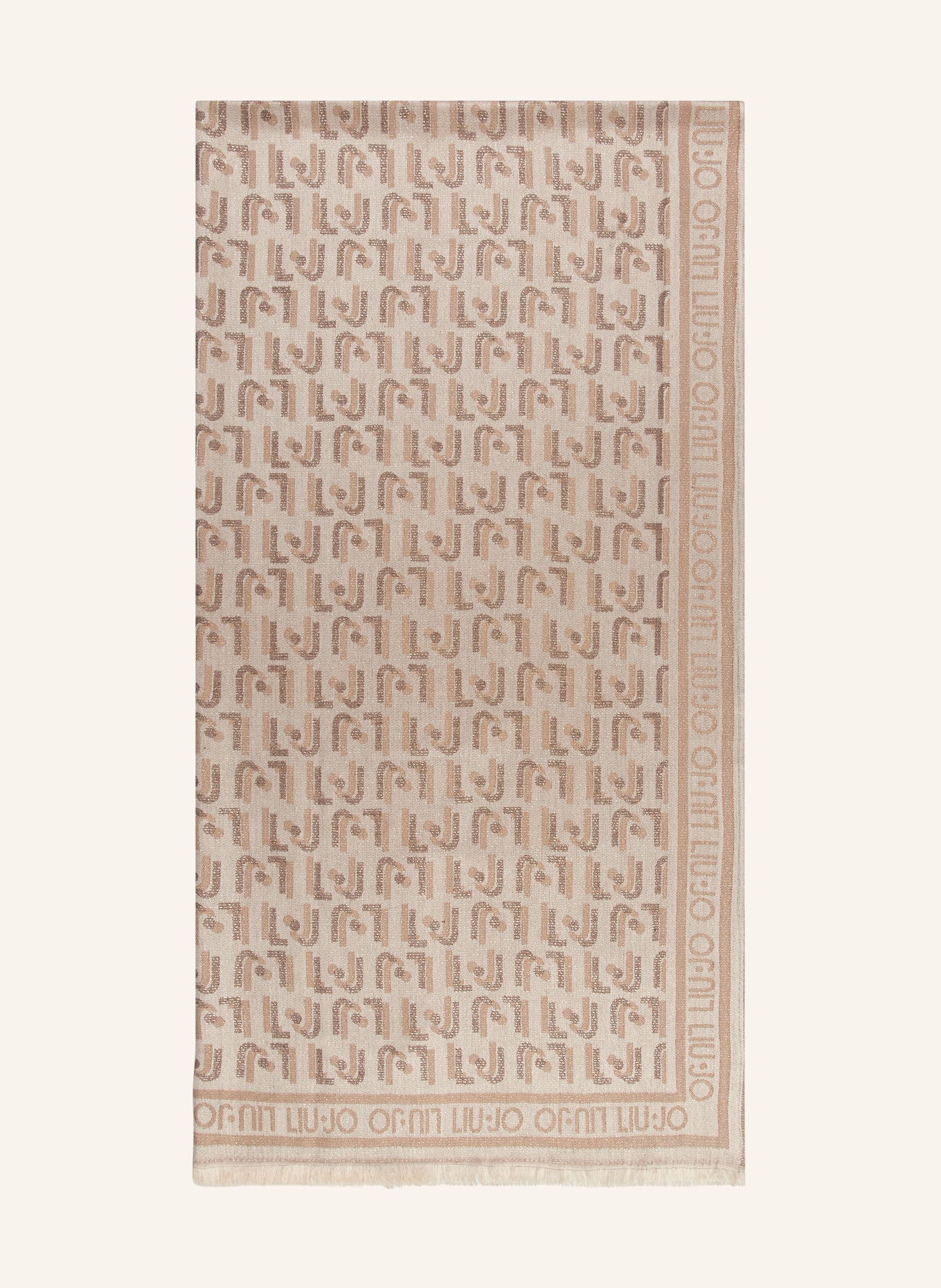 LIU JO Scarf with glitter yarn: BEIGE / GOLD / TAUPE