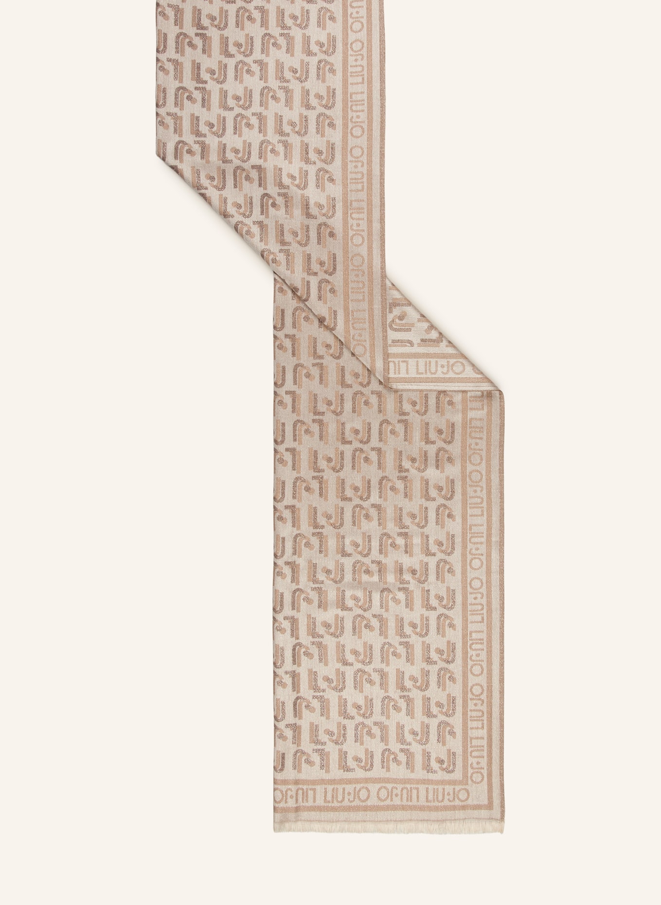 LIU JO Scarf with glitter yarn: BEIGE / GOLD / TAUPE