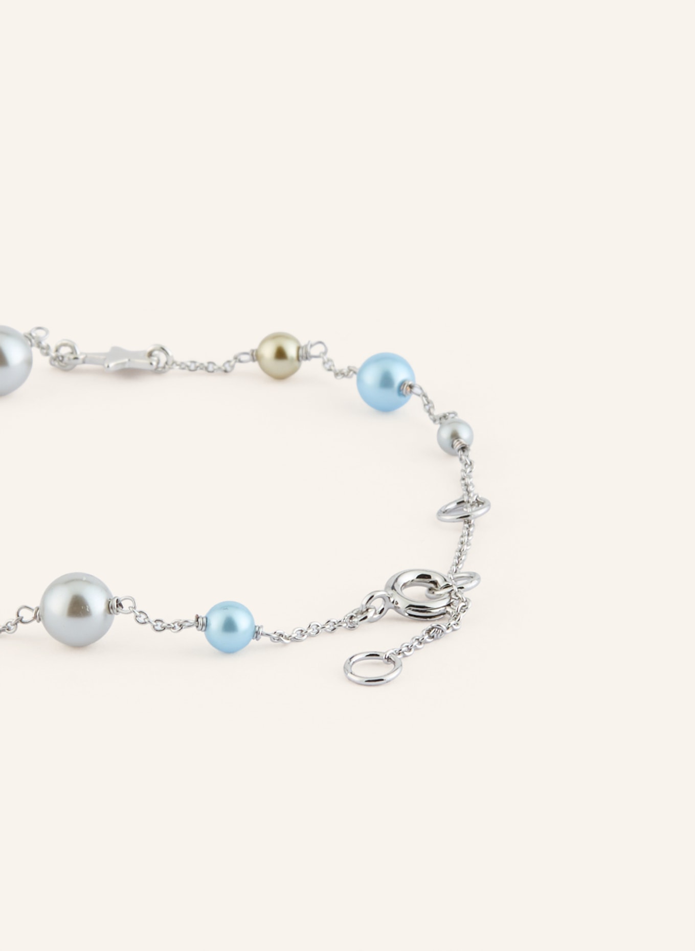 TORY BURCH Náramek MOONDANCE: STŘÍBRNÁ / BÉŽOVÁ / TMAVĚ MODRÁ