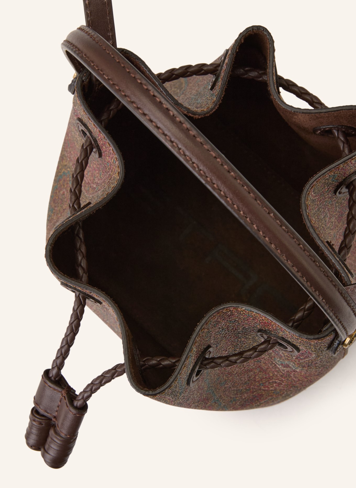 ETRO torba z kieszenią: CIEMNOBRĄZOWY / ZŁOTY / CIEMNOCZERWONY