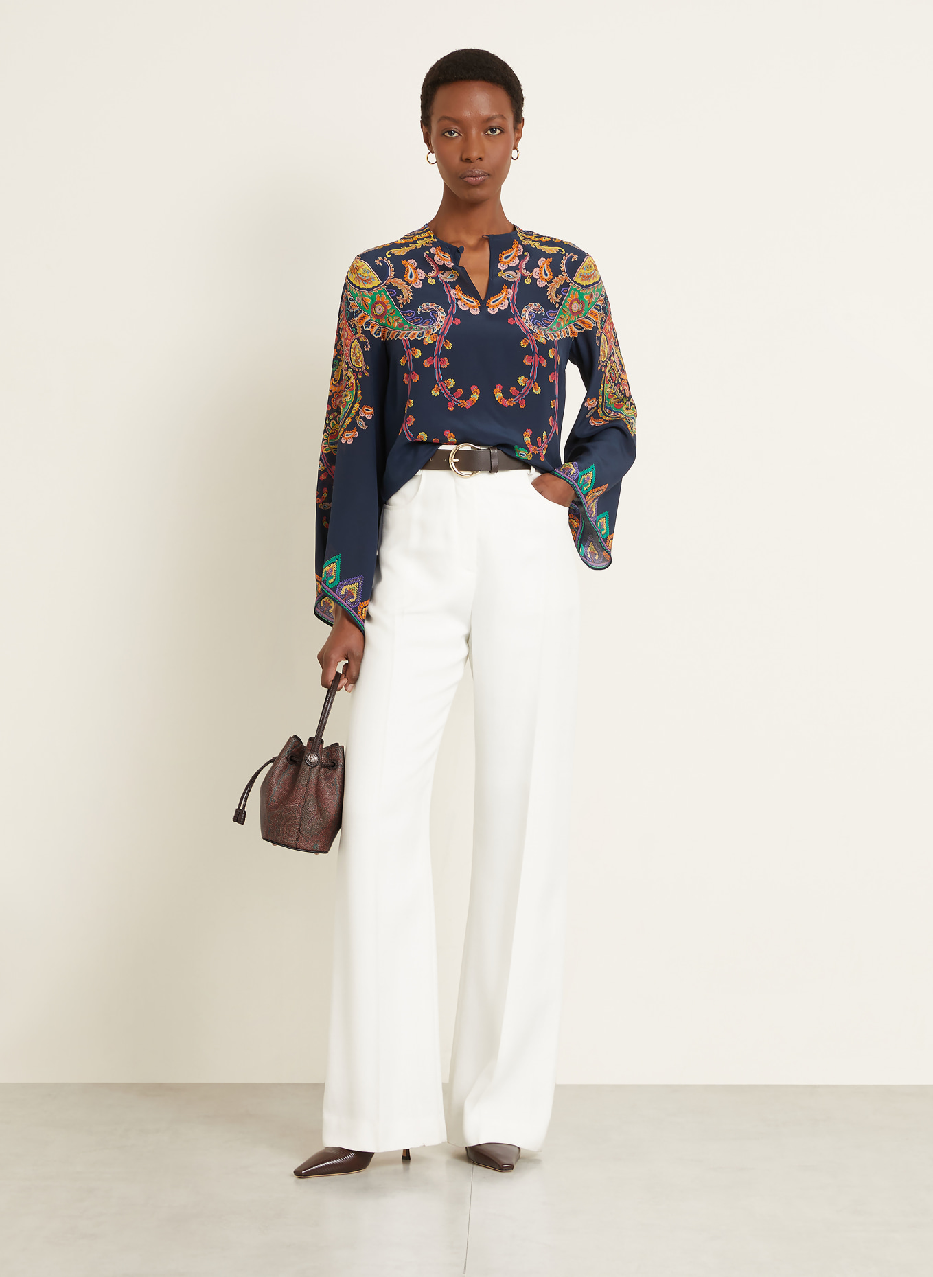 ETRO Beuteltasche: DUNKELBRAUN / GOLD / DUNKELROT