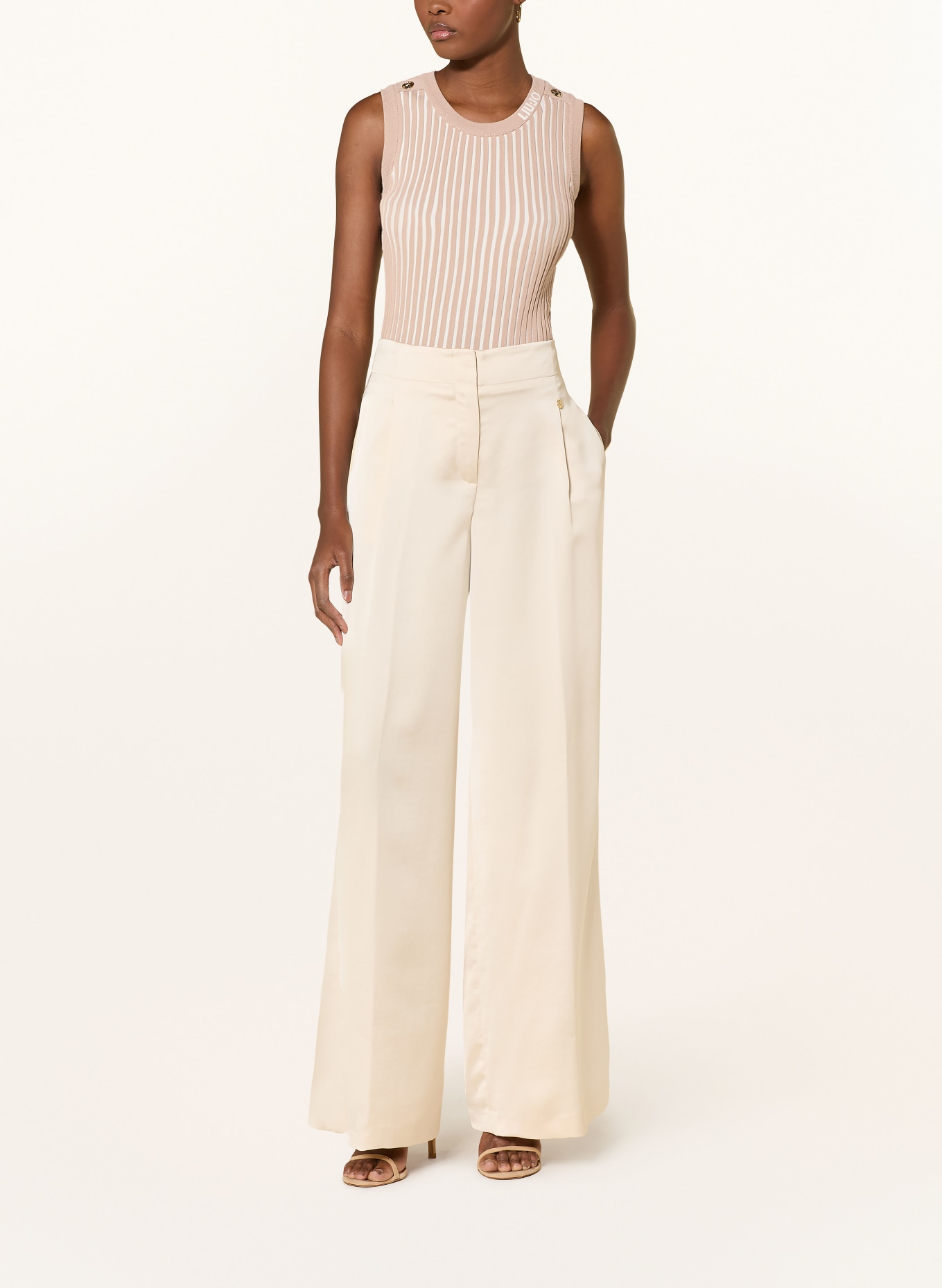 LIU JO dzianinowy top: BEŻOWY / KREMOWY