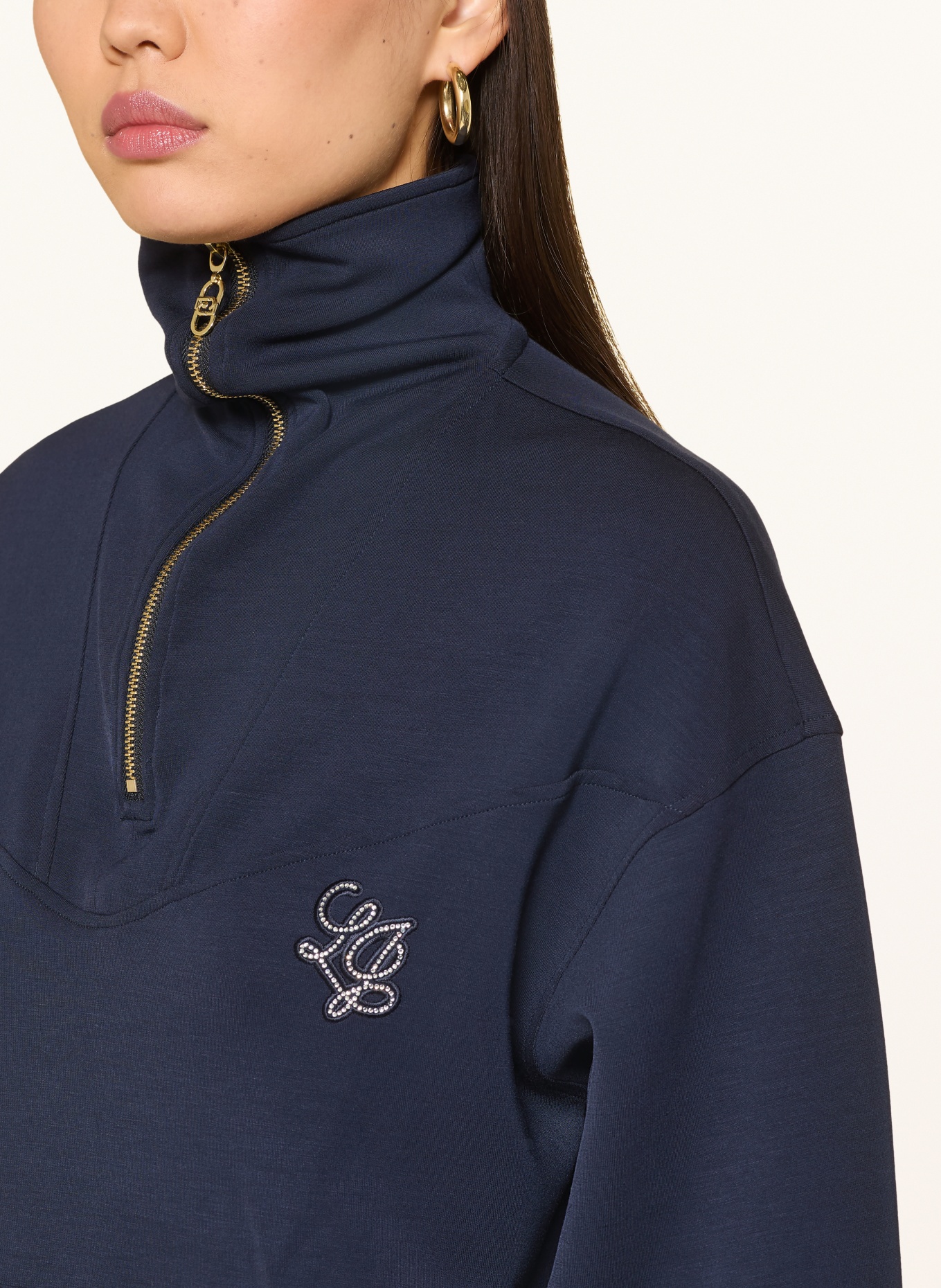 LIU JO Set: Sweat-Troyer und Sweatpants mit Schmucksteinen: DUNKELBLAU