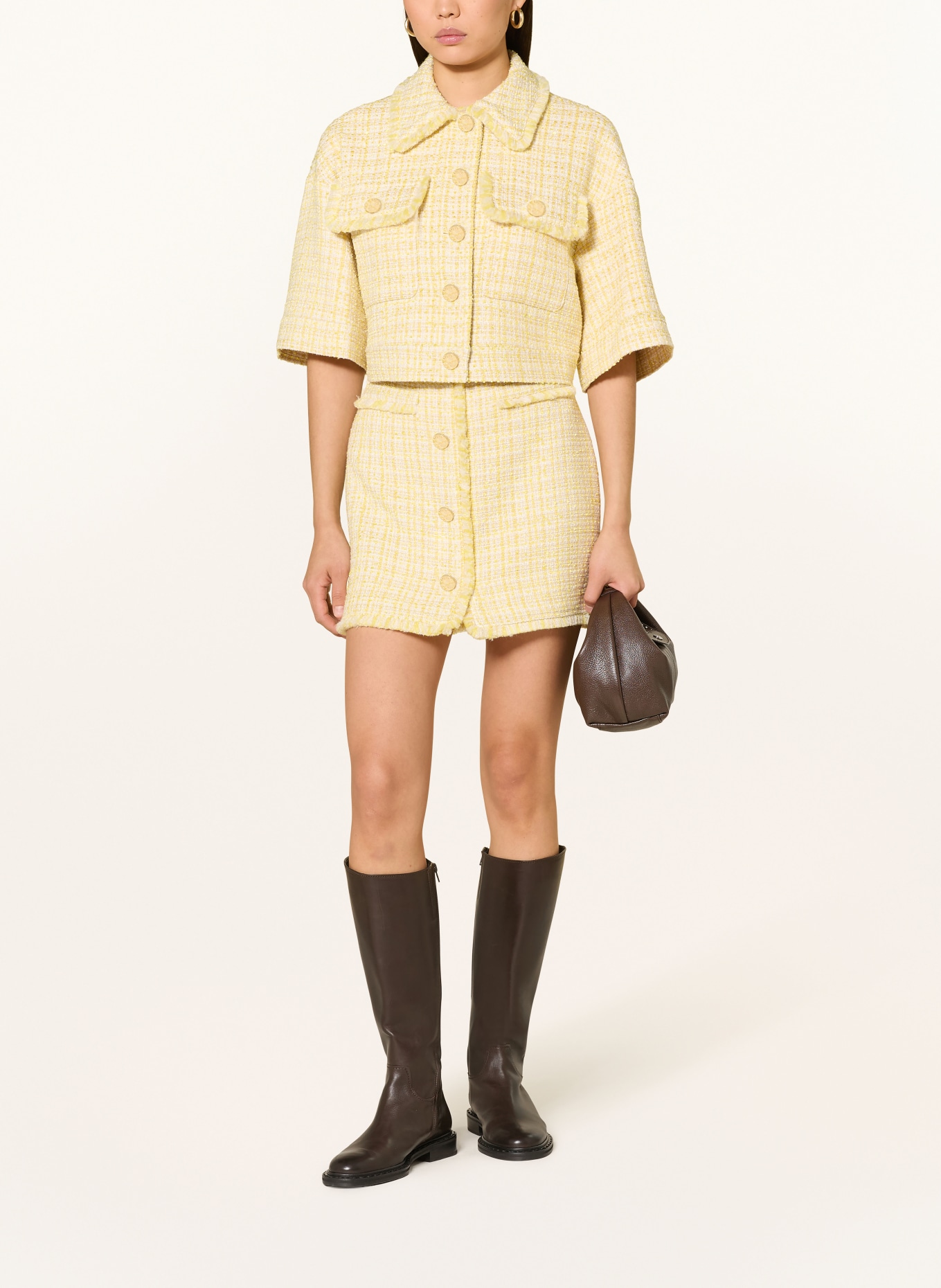 LIU JO Kastenjacken aus Bouclé: GELB / GOLD / CREME