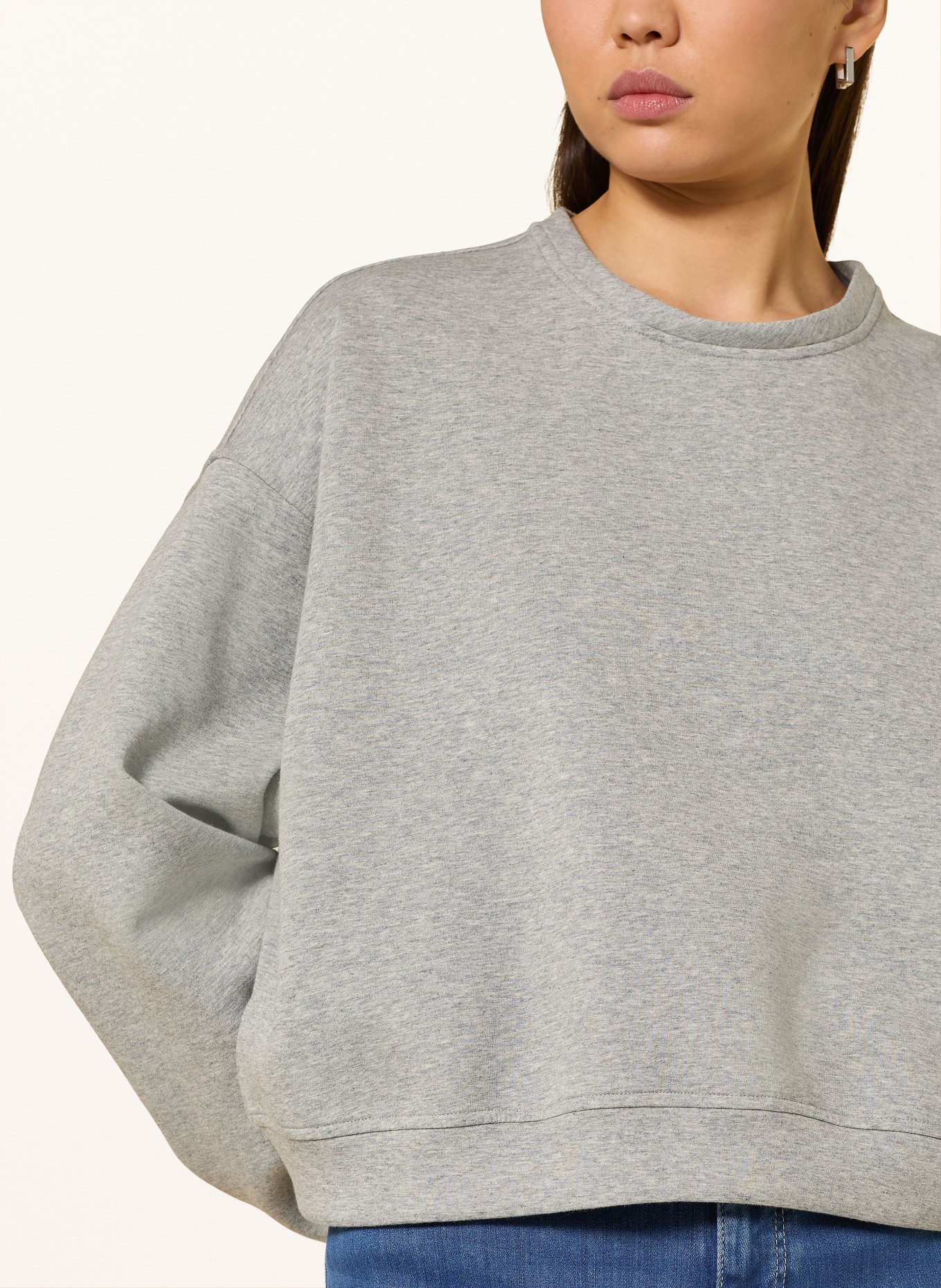 LIU JO Sweatshirt with detachable collar and gemstones: GRAY / LIGHT BLUE