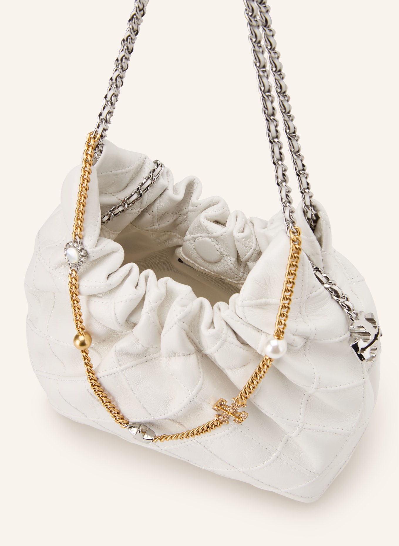 TORY BURCH Torba FLEMING MINI: BIAŁY / ZŁOTY