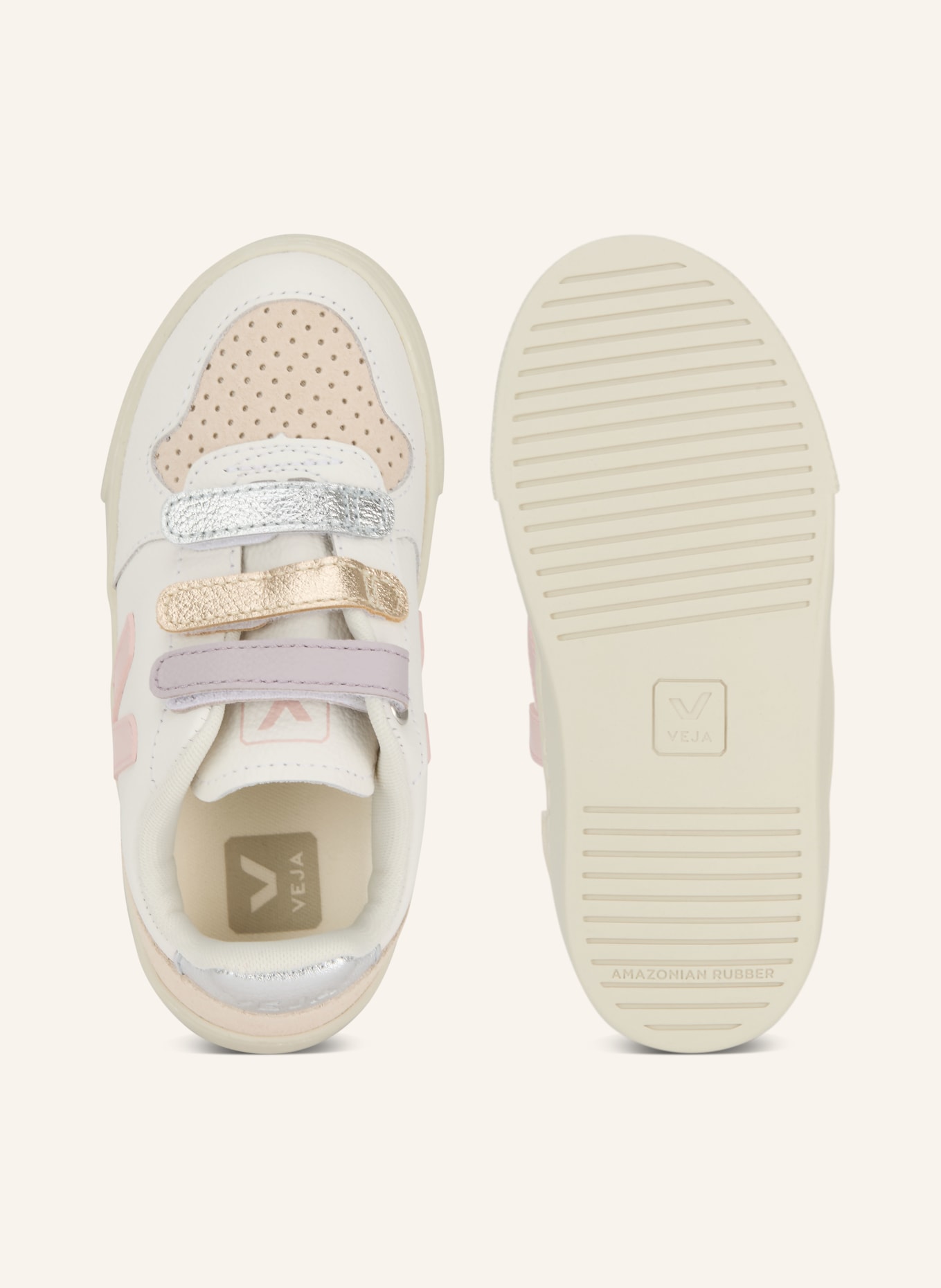 VEJA Sneaker V-10: BIAŁY / BEŻOWY