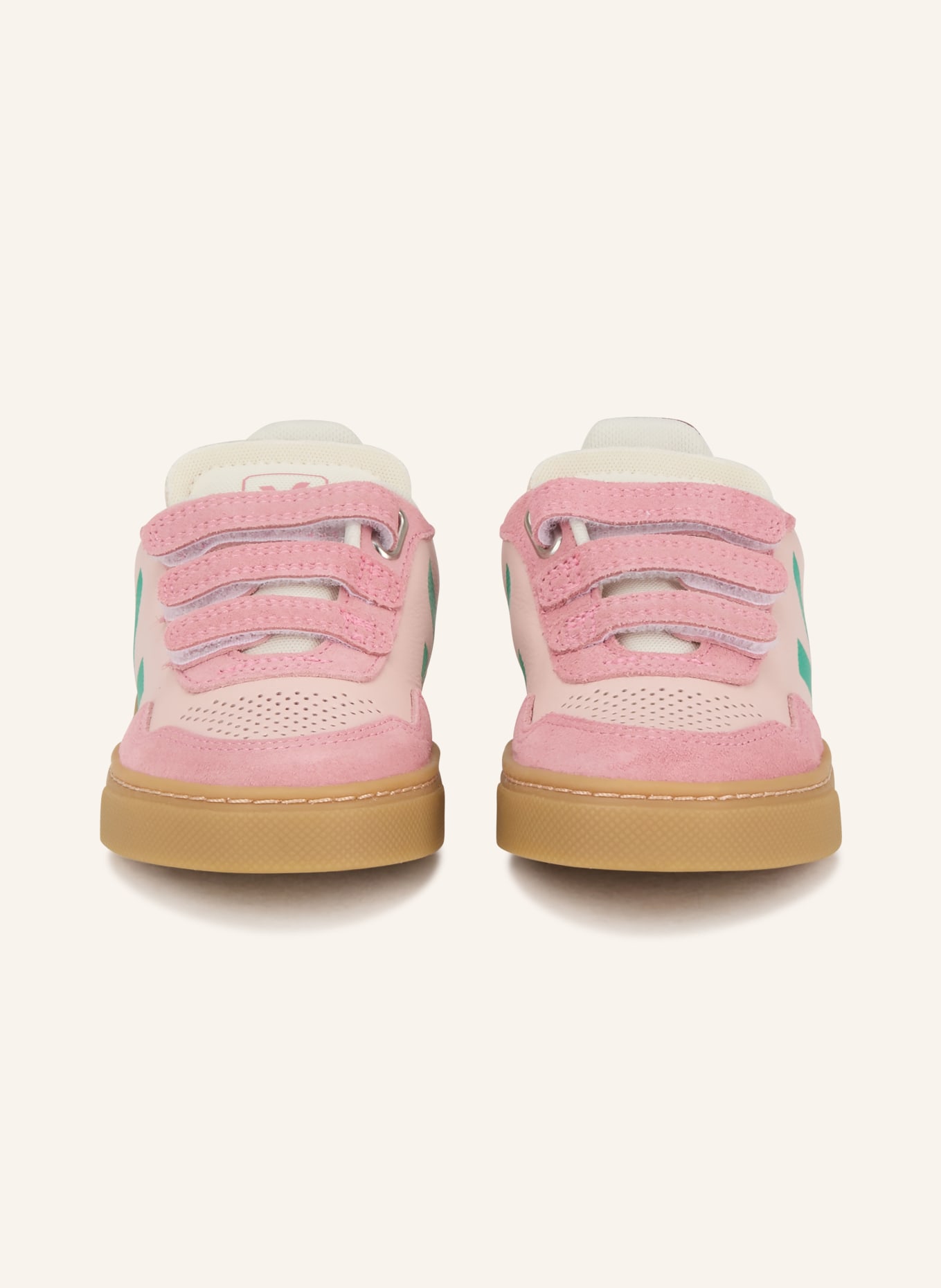 VEJA Sneaker V-90: RÓŻOWY / CIEMNOCZERWONY / ZIELONY