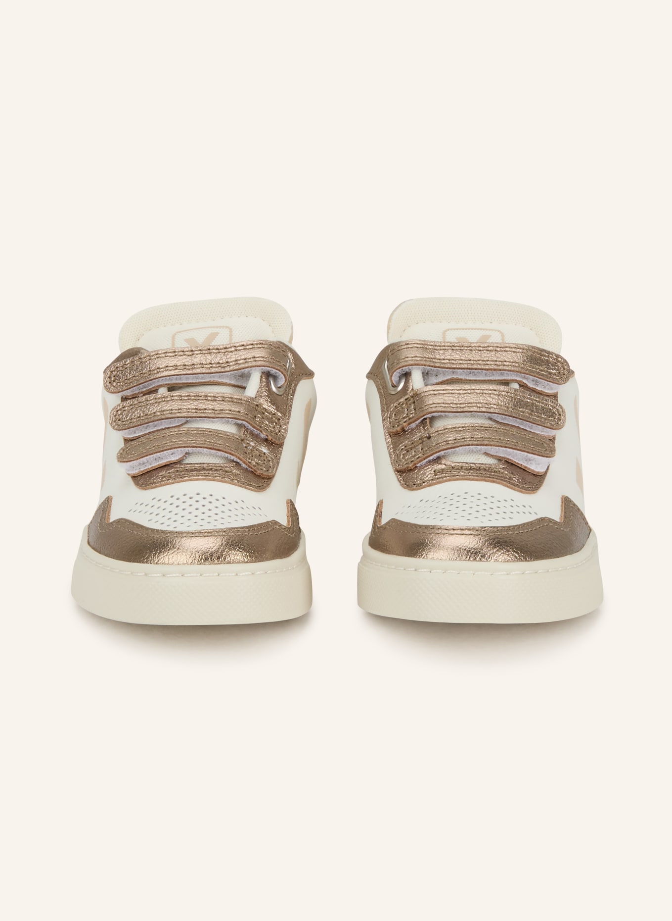 VEJA Sneaker V-90: BIAŁY / ZŁOTY / BEŻOWY