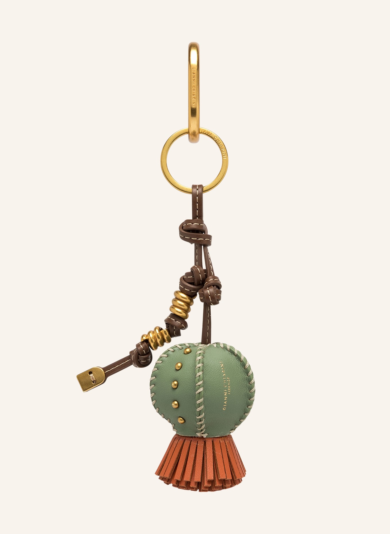 GIANNI CHIARINI Brelok do torebki KAKTUS: ZIELONY / ZŁOTY / POMARAŃCZOWY
