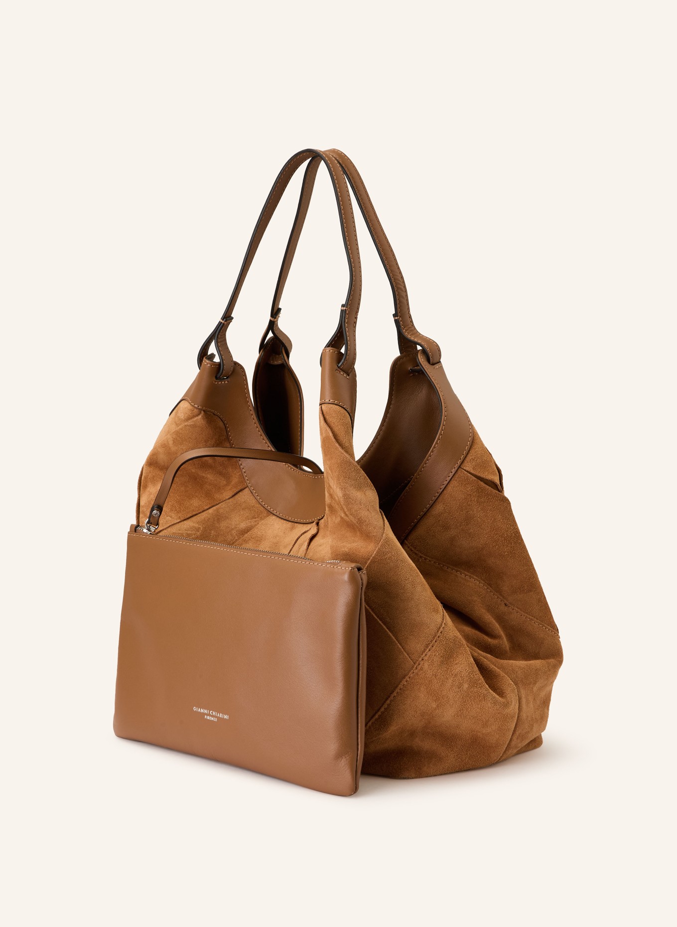 GIANNI CHIARINI Beuteltasche DUA LARGE mit Pouch: BRAUN