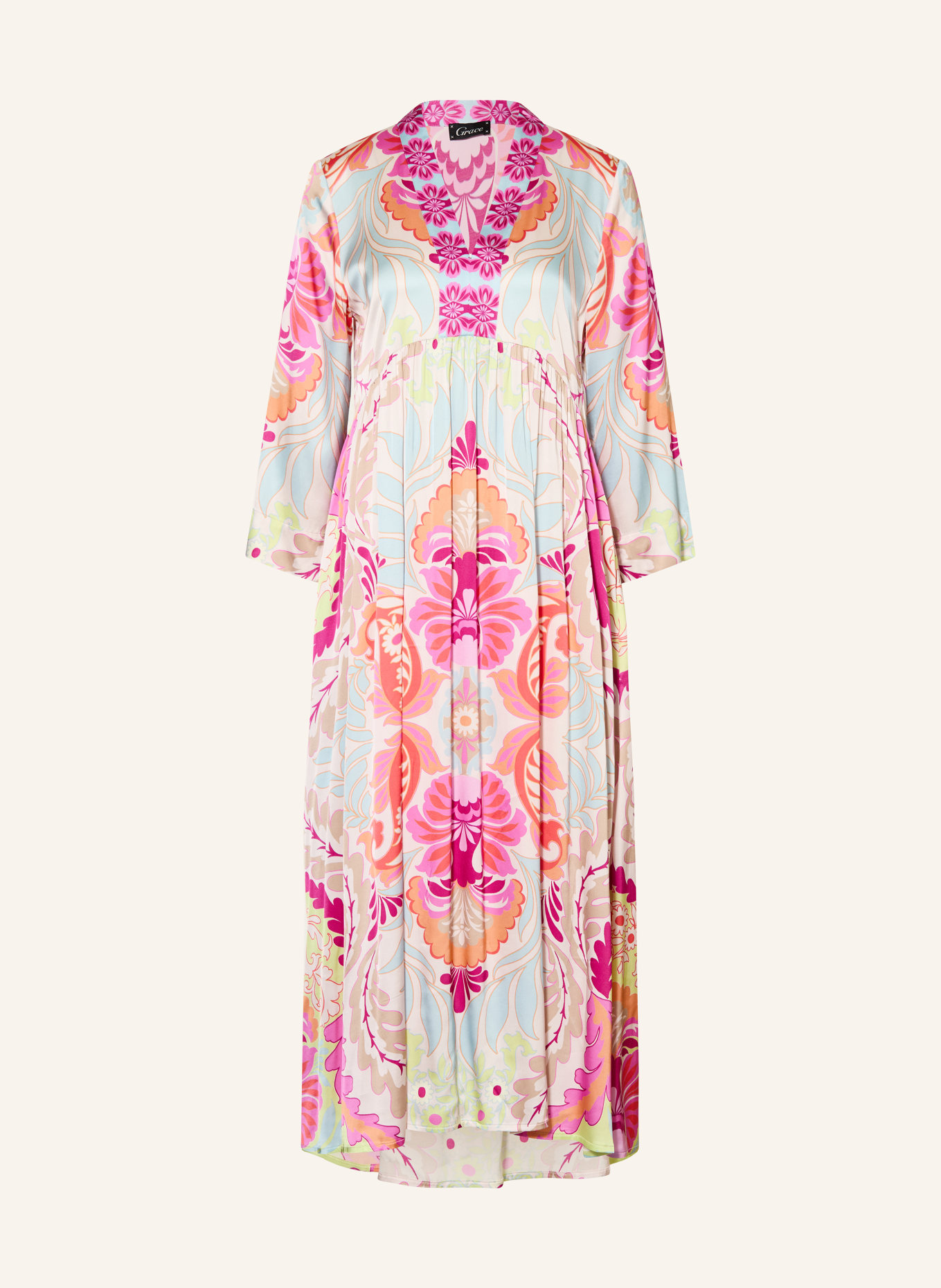 Grace Kleid mit 3/4-Arm: TÜRKIS / PINK / ORANGE