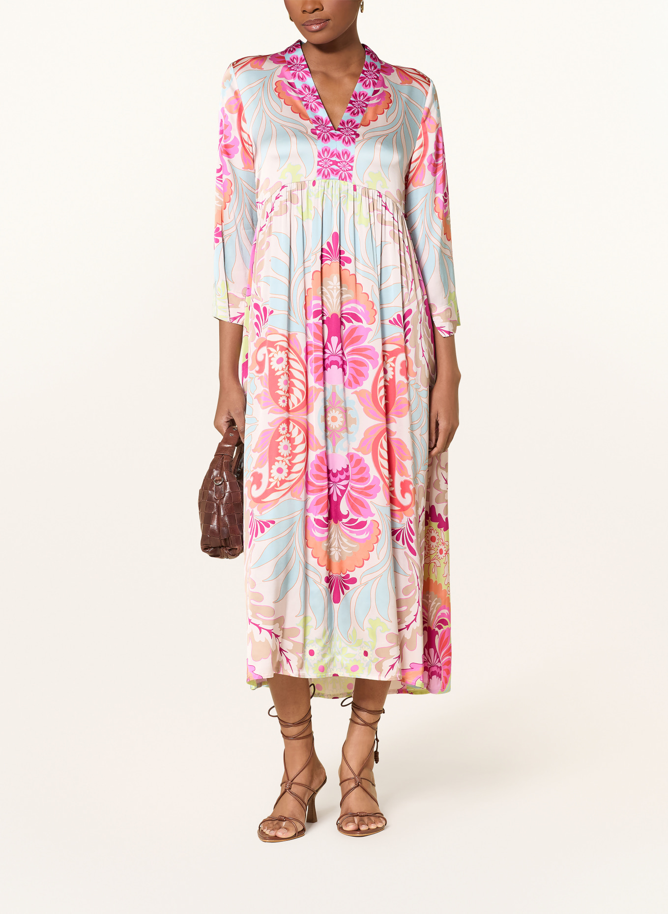 Grace Kleid mit 3/4-Arm: TÜRKIS / PINK / ORANGE