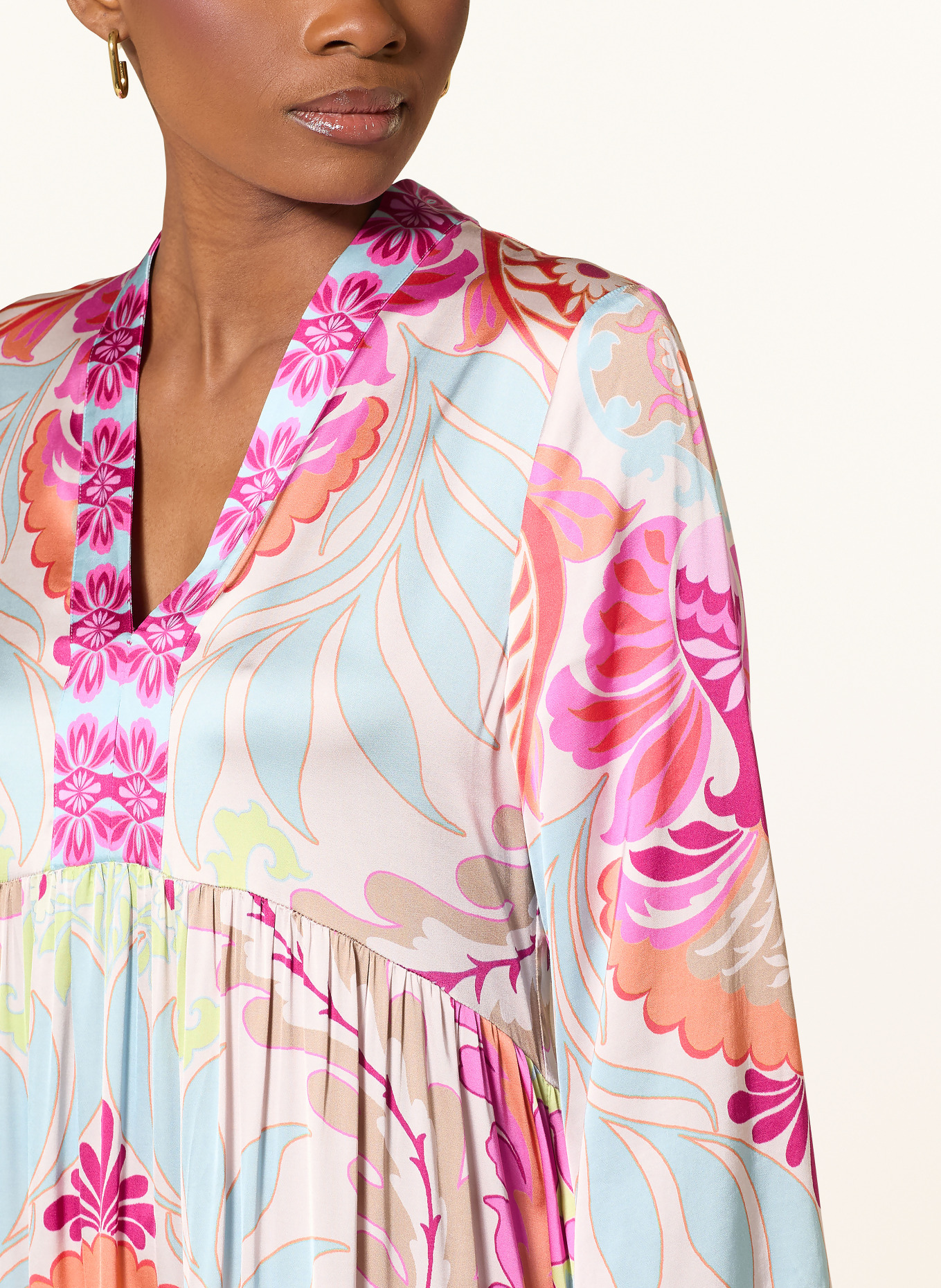 Grace Kleid mit 3/4-Arm: TÜRKIS / PINK / ORANGE