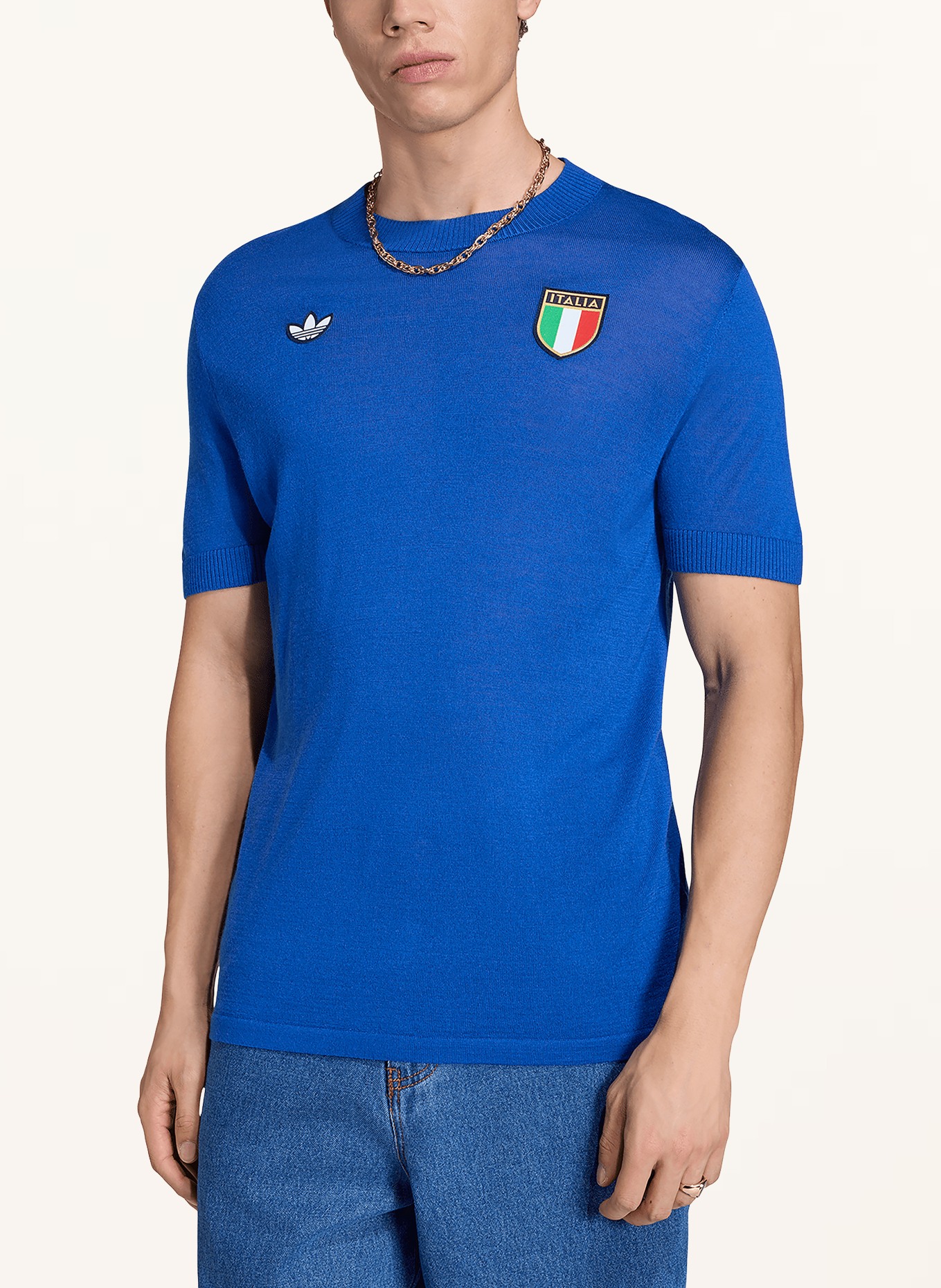 adidas Pull en maille ITALIE 70S: BLEU